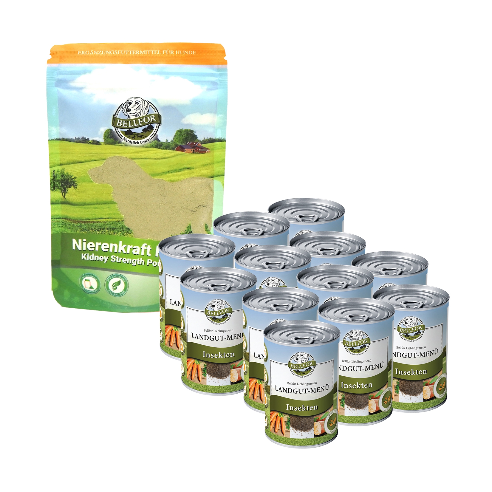 Hypoallergenes Sparset Nr. 10 - Landgut-Menü 2 x 6 x 400 g + Nierenkraft Pulver 80 g