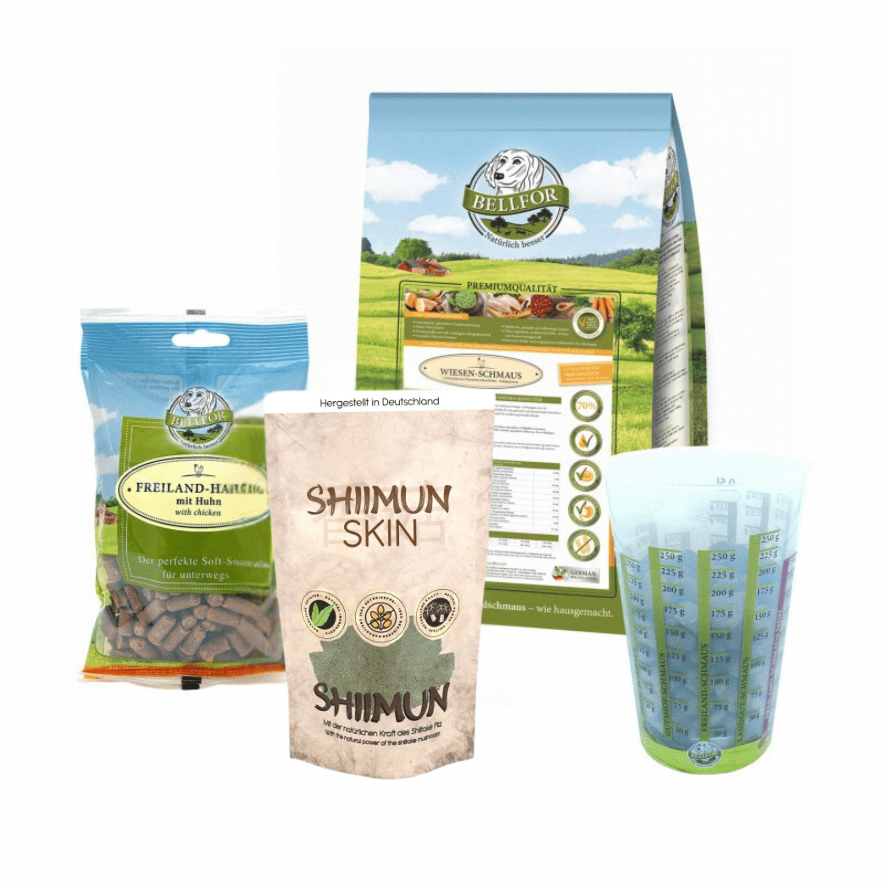 Rhodesian Ridgeback Futter Set - Wiesen-Schmaus 4 kg + Shiimaun Skin Pulver 50 g + Freiland-Happen 200 g + 1 Messbecher - Super Preis!
