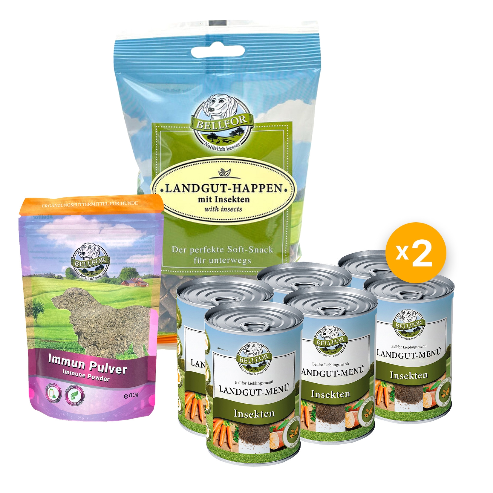 Leishmaniose Set - Naturgut-Schmaus 4 kg + Landgut-Menü 12 x 400 g + Immun Pulver 80 g + Landgut-Happen 200 g