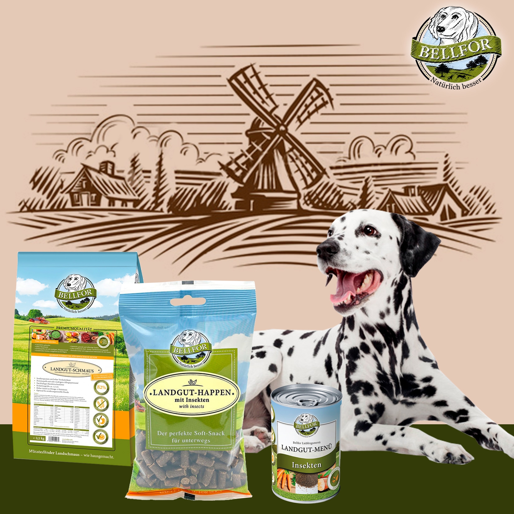 Dalmatiner Futter Set - Landgut-Schmaus 2,5 kg + Landgut-Menü 2 x 400 g + Landgut-Happen 200 g