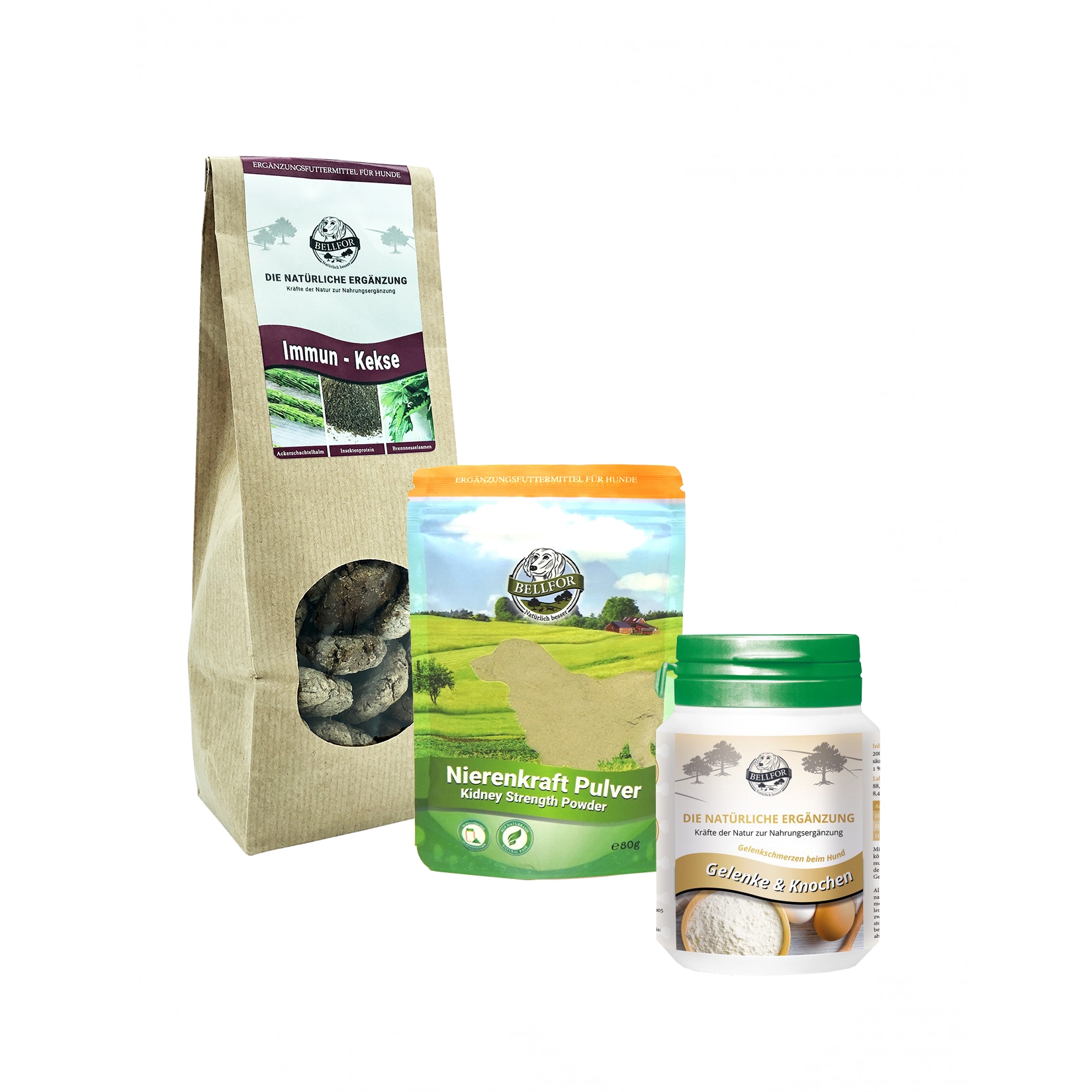 Sparset Nr. 6 - Gelenke & Knochen 30 kapseln + Nierenkraft Pulver 250 g + Immun Kekse 200 g