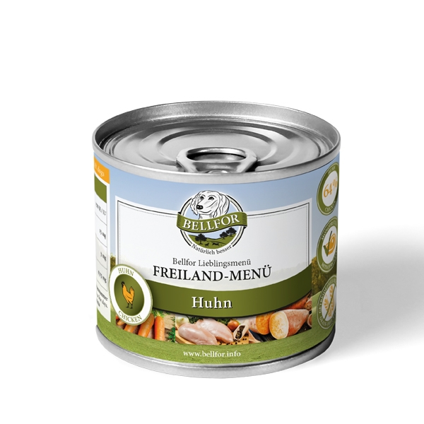 Hundefutter Nass mit Huhn - Freiland-Menü - 200 g