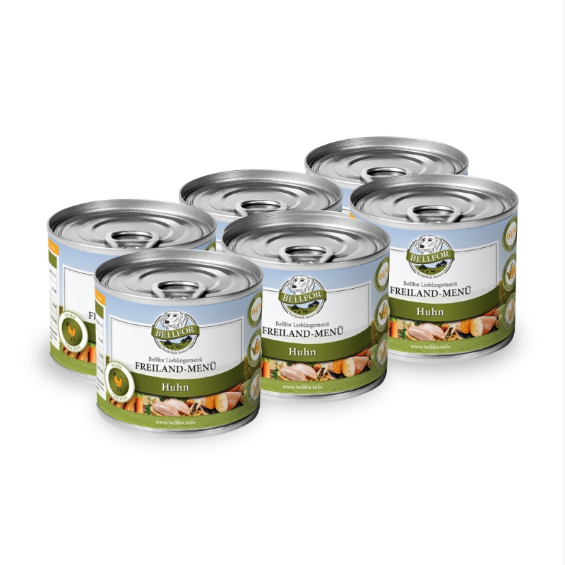 Hundefutter Nass mit Huhn - Freiland-Menü - 6 x 200 g