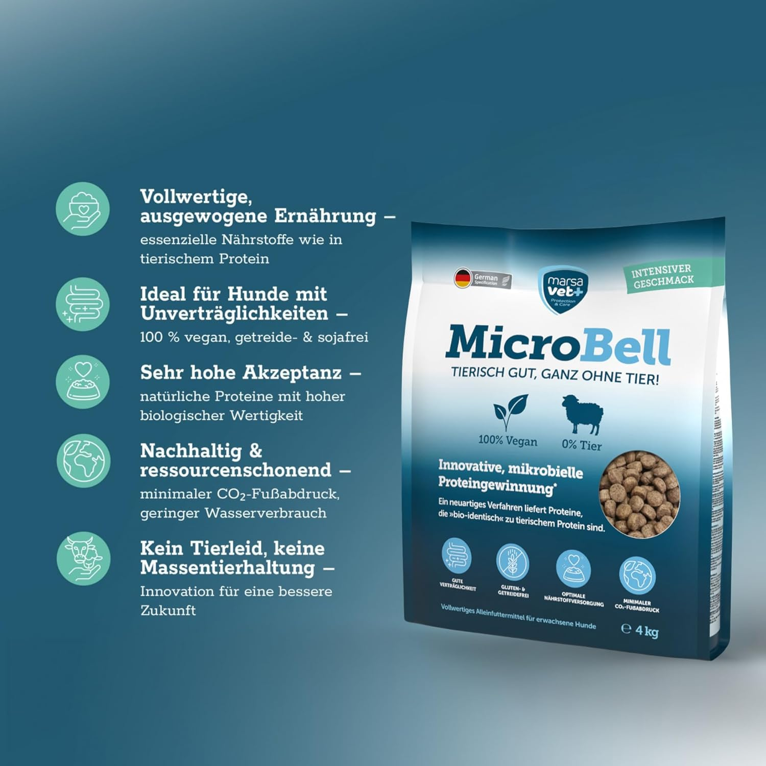 Marsavet Trockenfutter mit mikrobiellem Protein - MicroBell - 4 kg