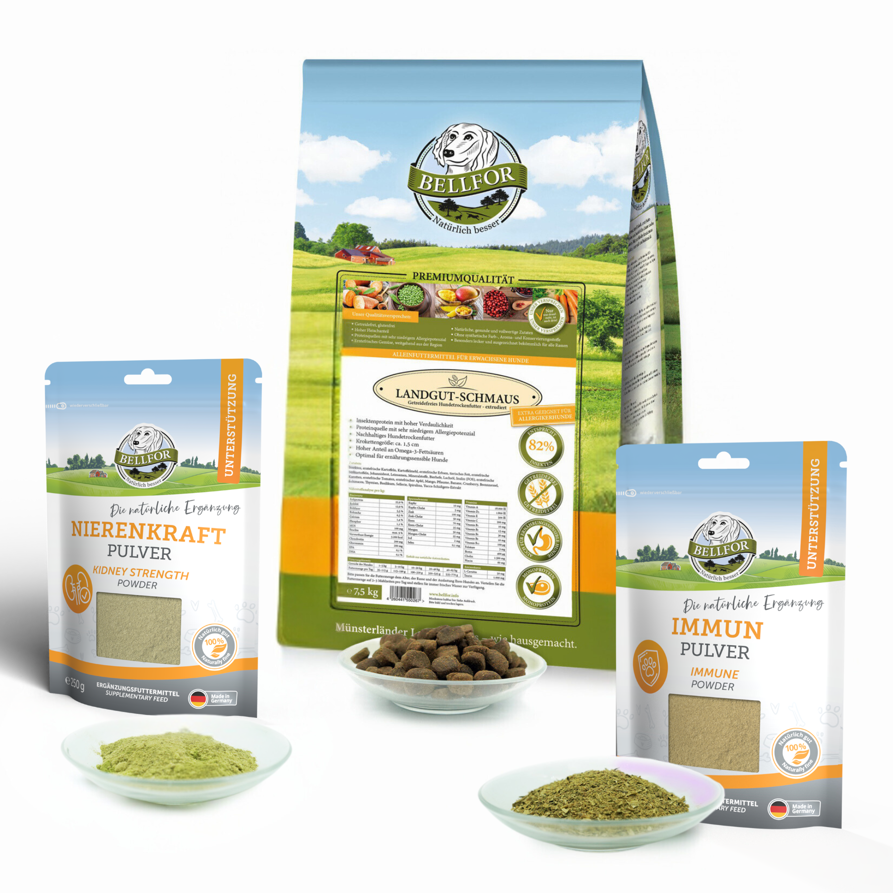 Hypoallergenes Sparset Nr. 7 - Landgut-Schmaus 7,5 kg + Nierenkraft Pulver 250 g + Immun - Pulver 250 g
