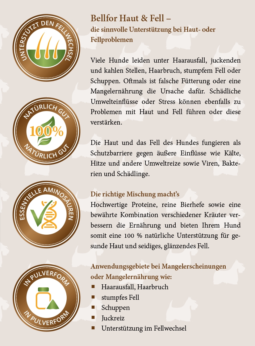 Deutsch Drahthaar Futter Set - Wiesen-Schmaus 4 kg + Dental Sticks 100 g + Haut & Fell Pulver 80 g + 1 Jutebeutel