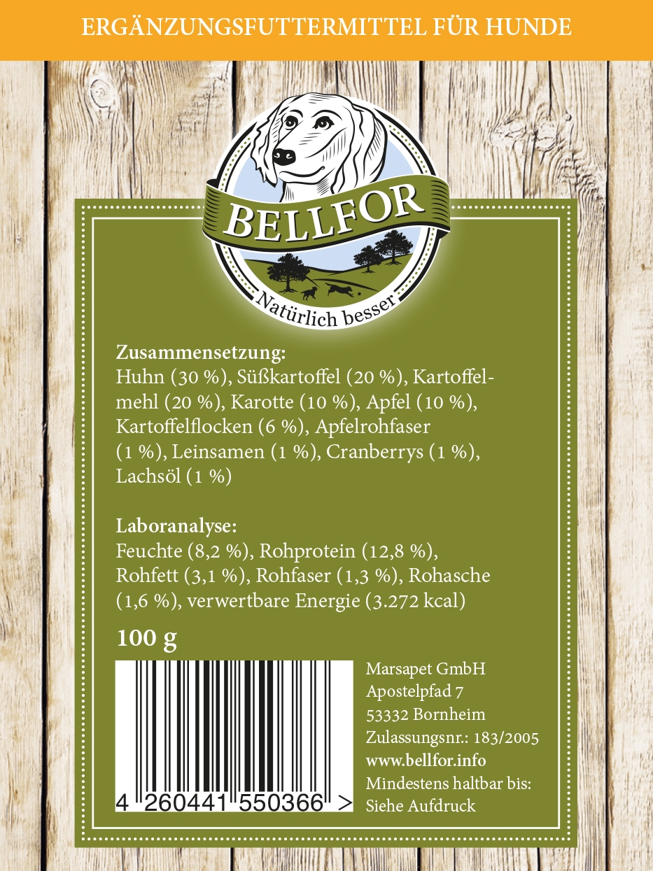 Hundekekse mit frischem Hühnerfleisch - Knabber-Schmaus - 100 g