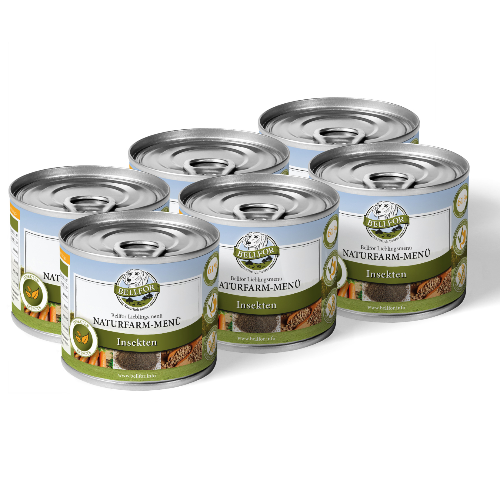 Hypoallergenes Hundefutter Nass mit Insekten - Naturfarm-Menü - 6 x 200 g