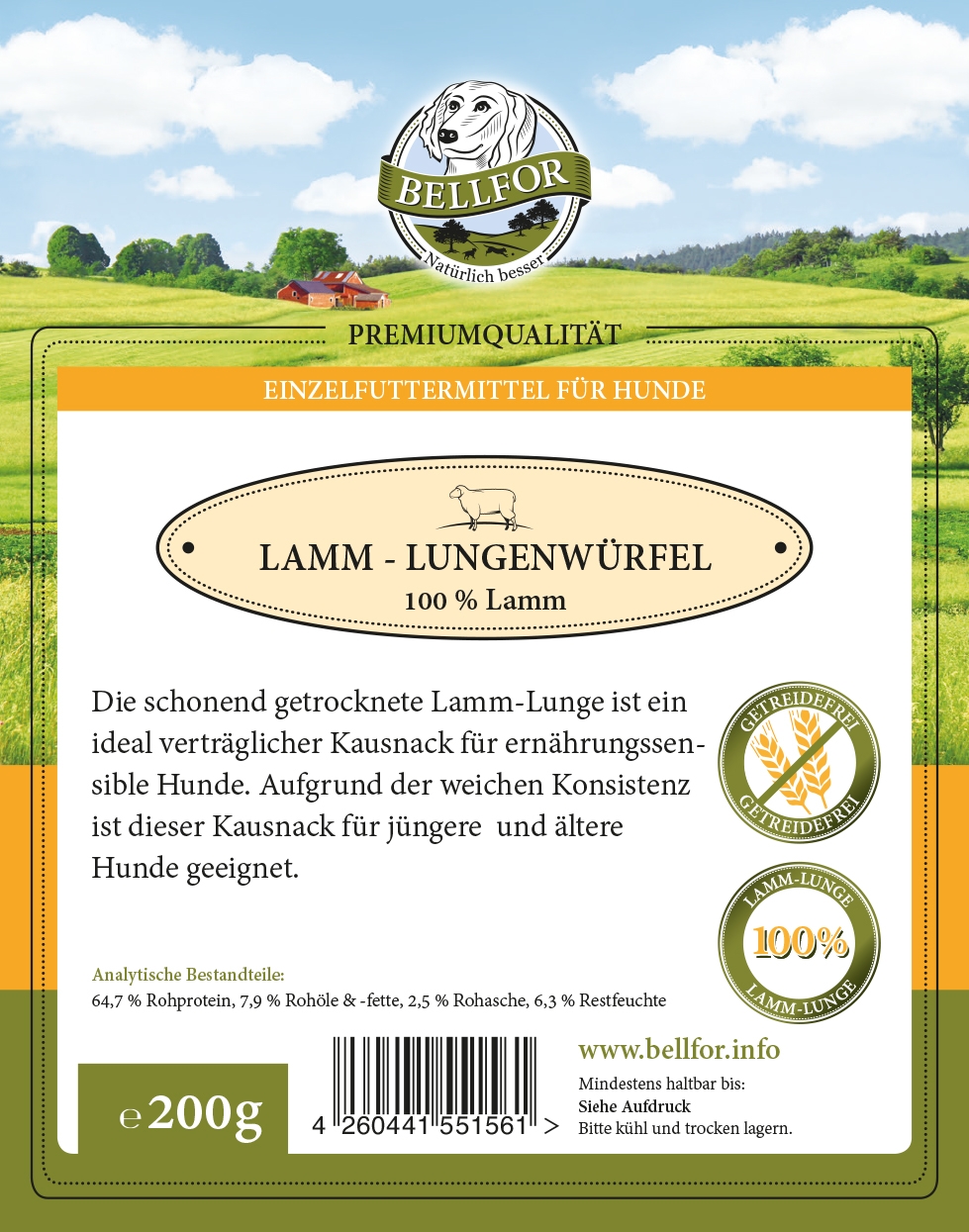 Hundesnack - Lamm Lungenwürfel - 200 g