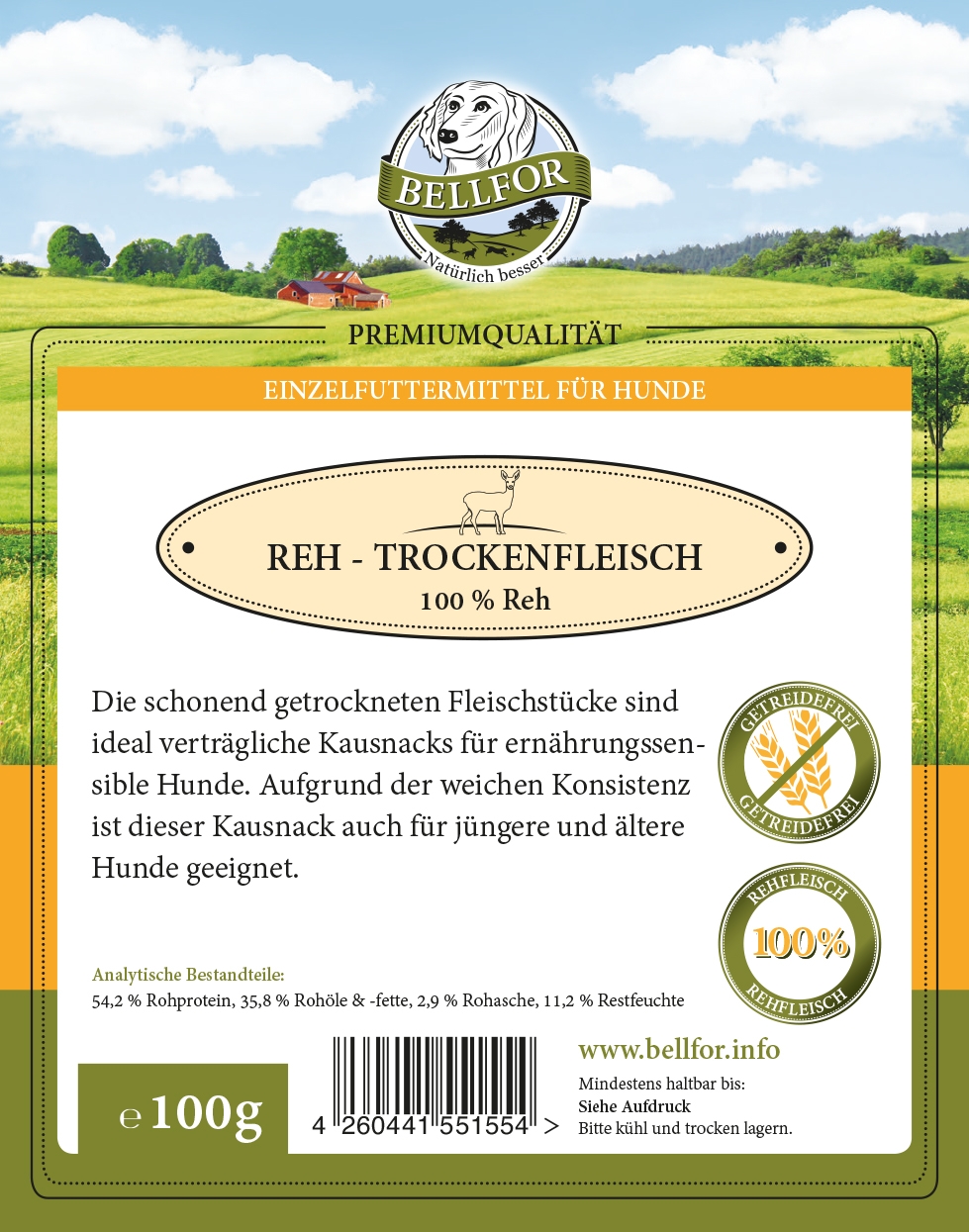 Hundesnack - Reh Trockenfleisch - 100 g