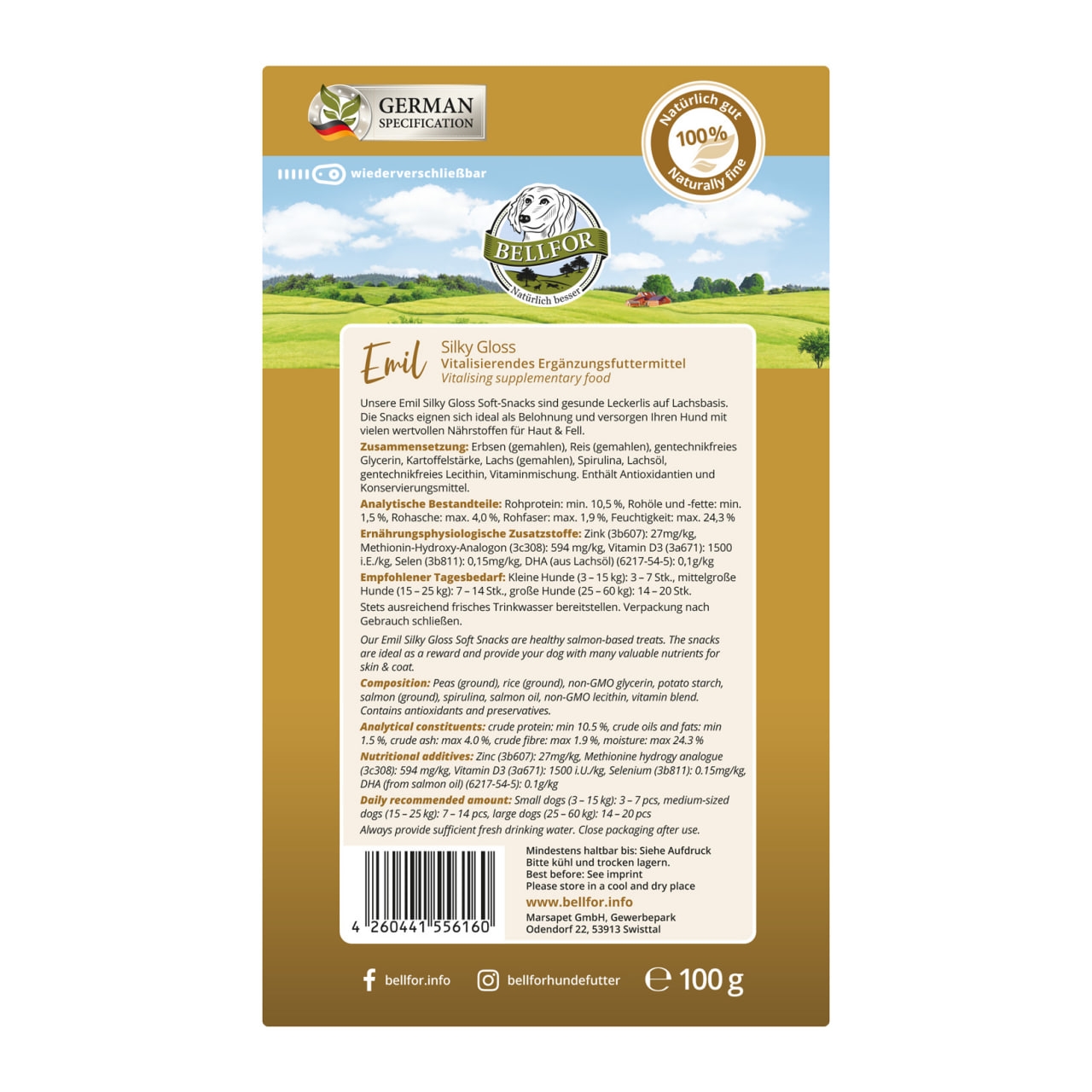 Emil Silky Gloss Soft-Snacks mit Lachs von Bellfor 100 g / 60 Stücke