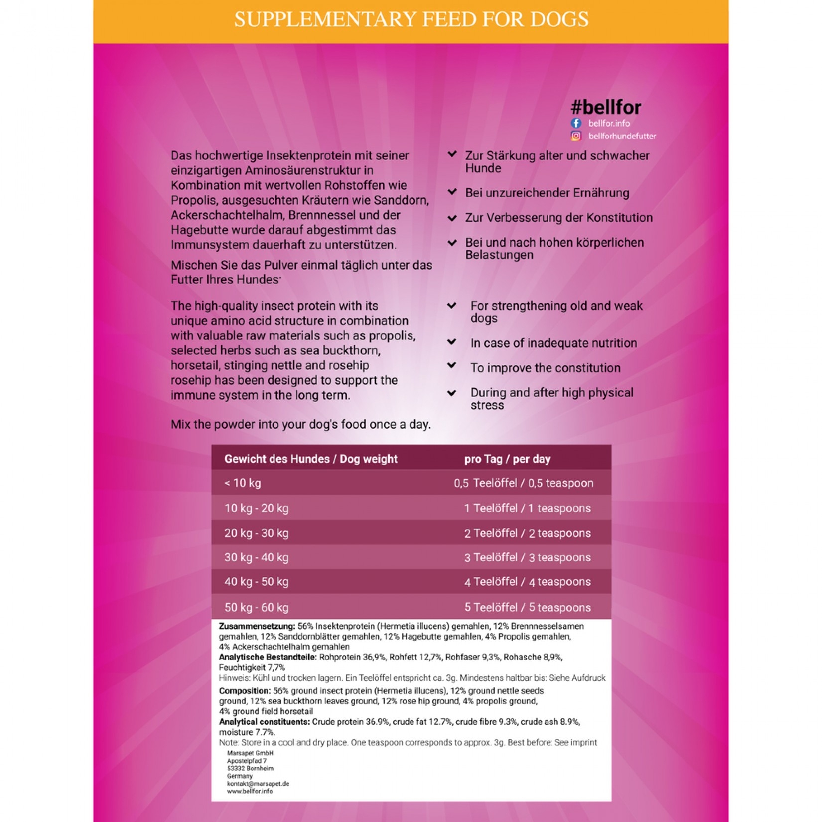 Bellfor Sparset für kleine Hunde mit Leishmaniose - Bellfor Landgut-Menü 6 x 200 g + Bellfor Landgut-Happen 200 g + Bellfor Immun 80 g