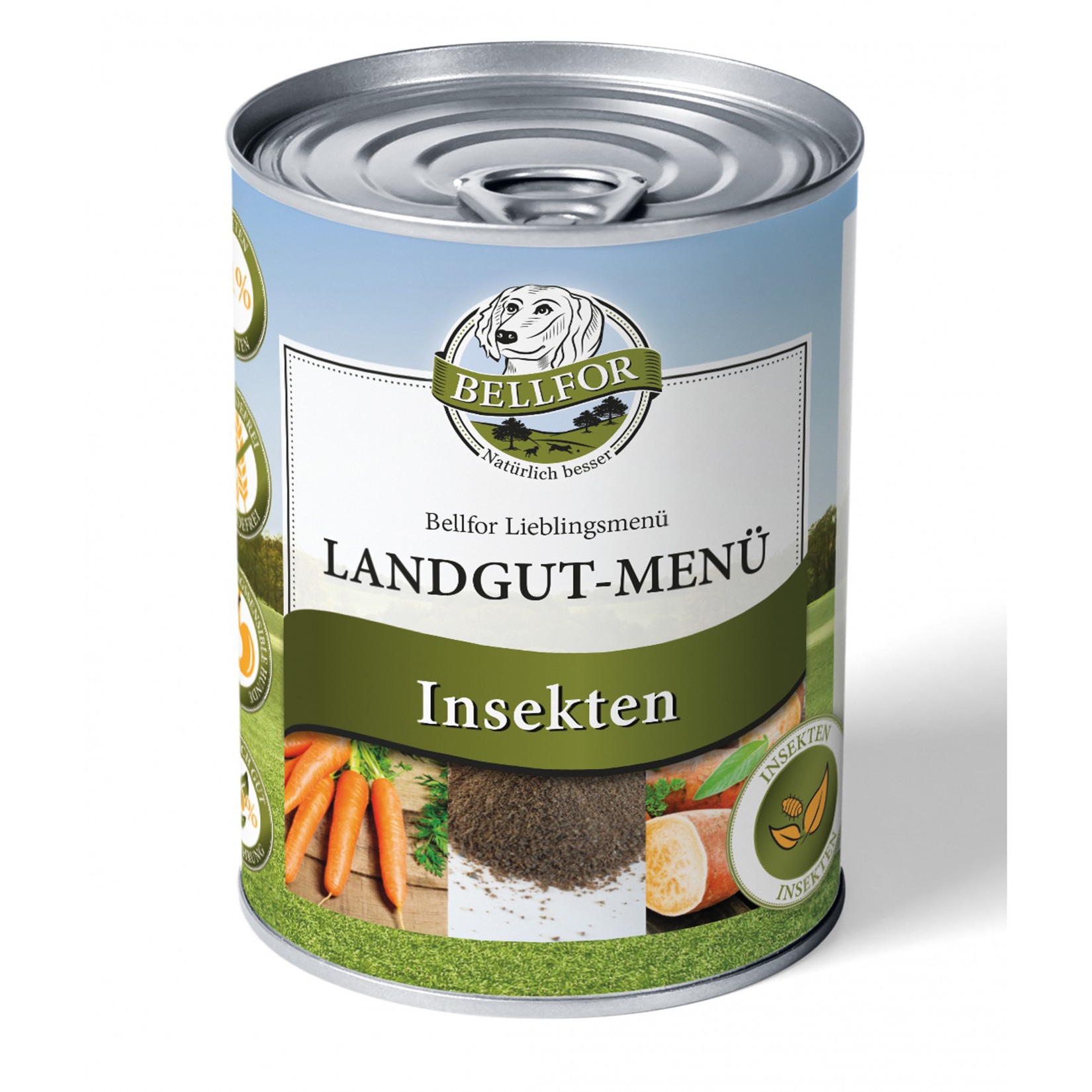 Sparset für große Hunde mit Giardien von Bellfor Hundefutter - Landgut-Menü 6 x 800 g + Vermal Pulver 250 g
