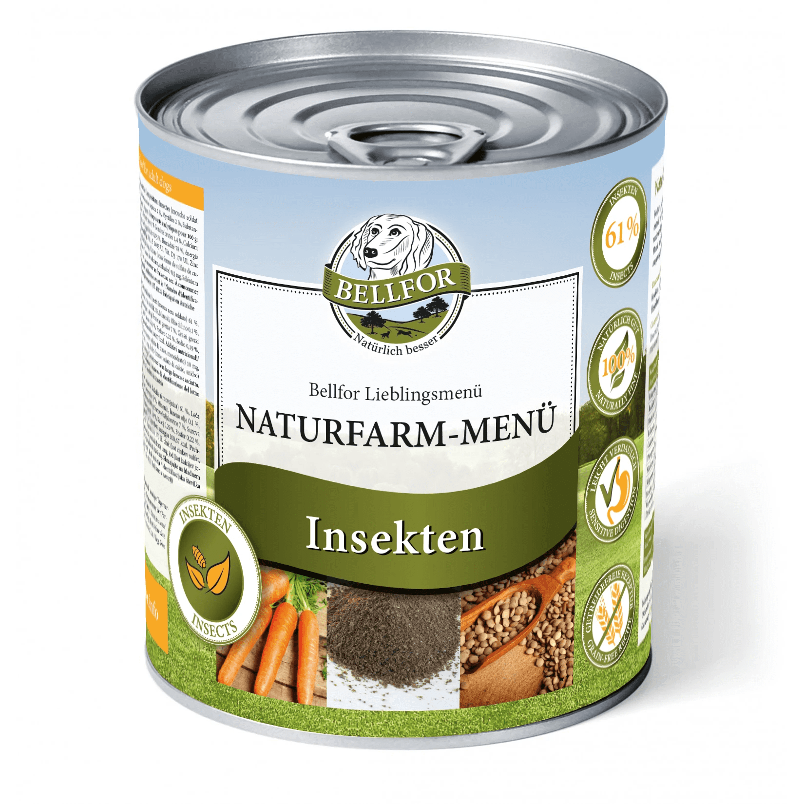 Hypoallergenes hundefutter mit Insekten - Hundenassfutter getreidefrei - Hundefutter für allergiker - Naturfarm-Menü von Bellfor Hundefutter - 800 g