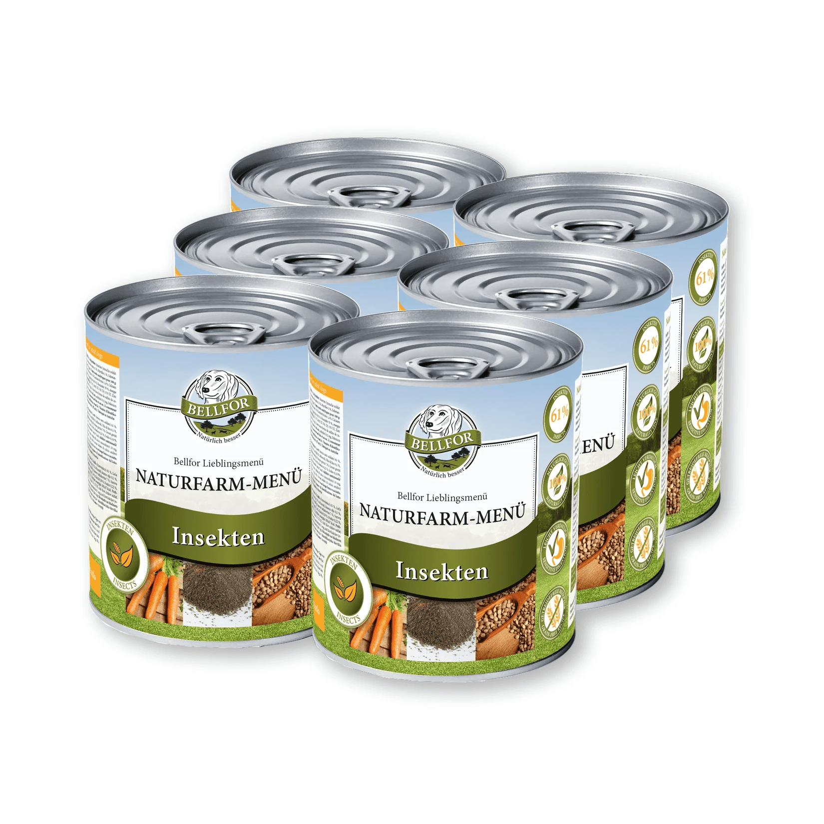 Hypoallergenes hundefutter mit Insekten - Nassfutter für hunde ohne getreide - Naturfarm-Menü von Bellfor Hundefutter - 6 x 800 g