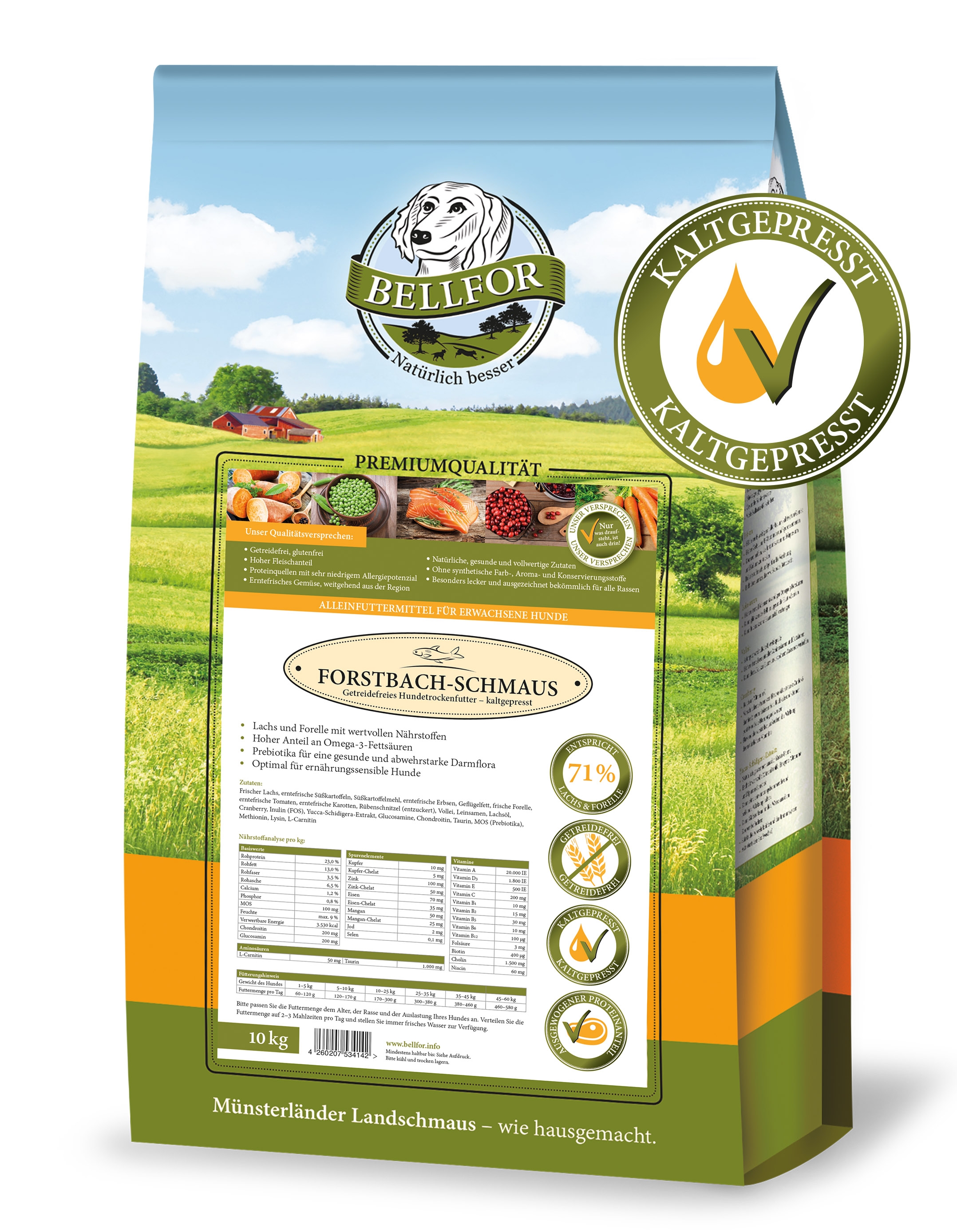 Kaltgepresst Trockenfutter mit Lachs & Forelle - Forstbach-Schmaus - 10 kg