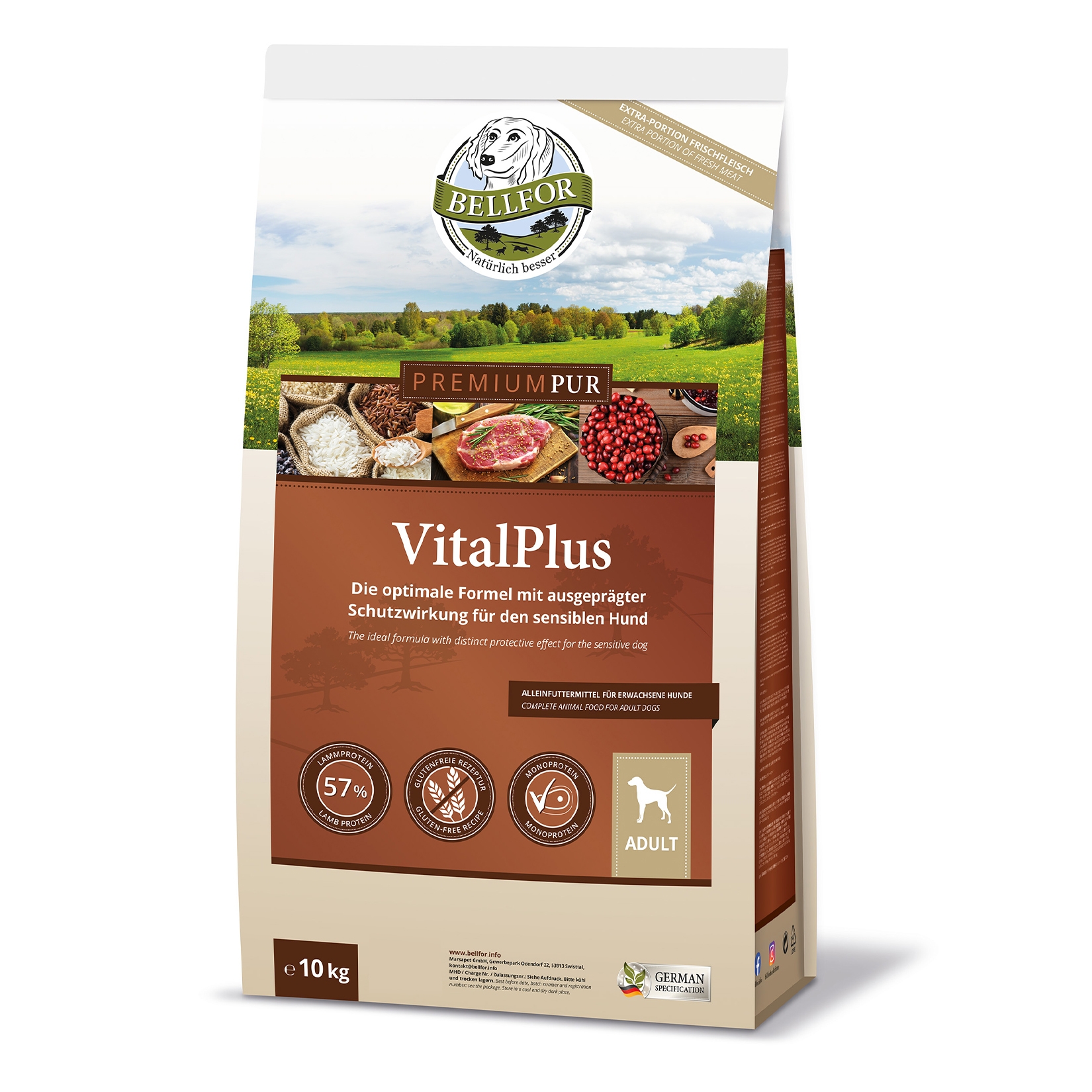 Glutenfrei Hundefutter aus Lammfleisch - PREMIUM PUR VitalPlus - 10 kg