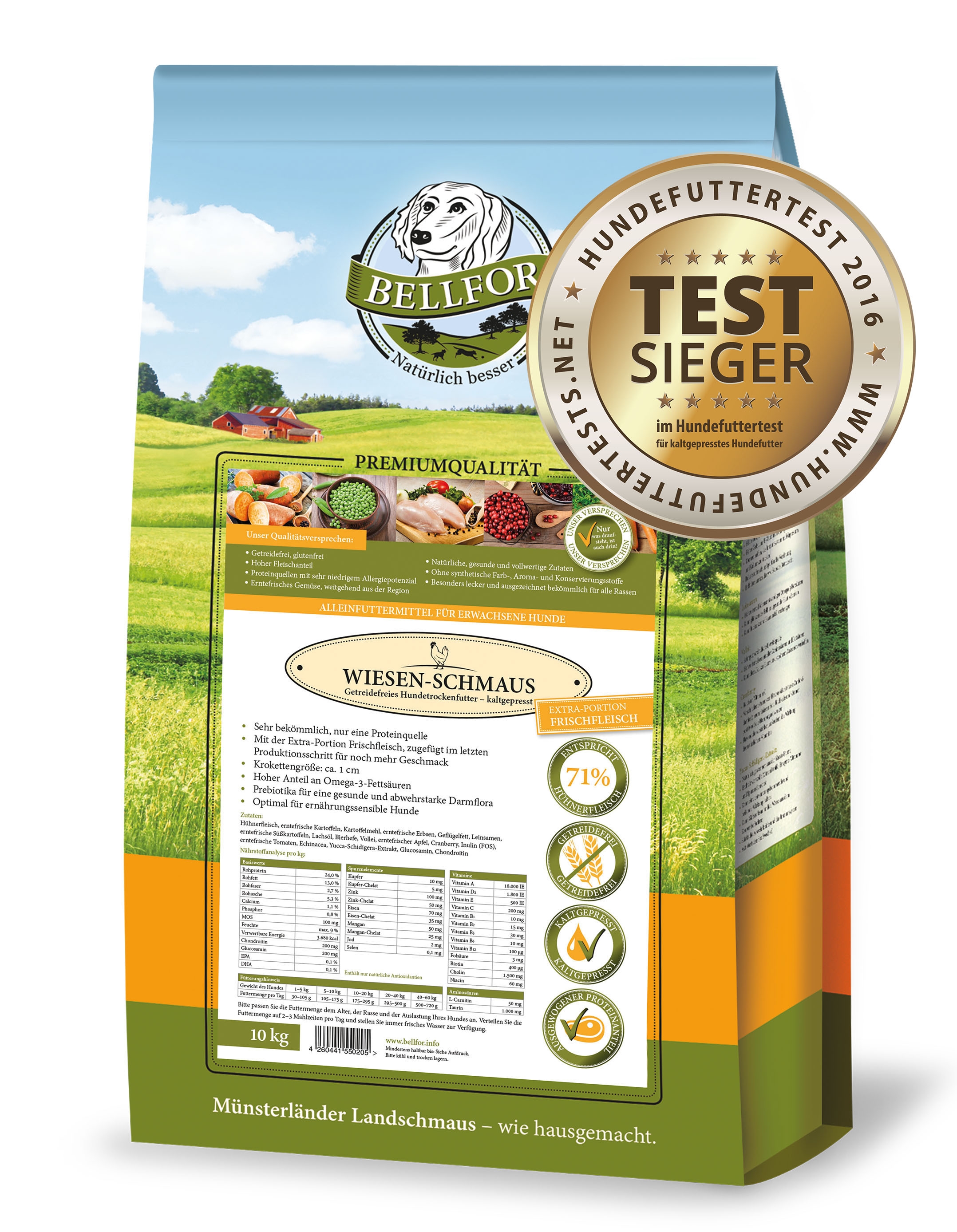 Sparset Nr. 3 - Wiesen-Schmaus 10 kg + Fleischstreifen Truthahn 100 g + Fleischstreifen Ente 100 g