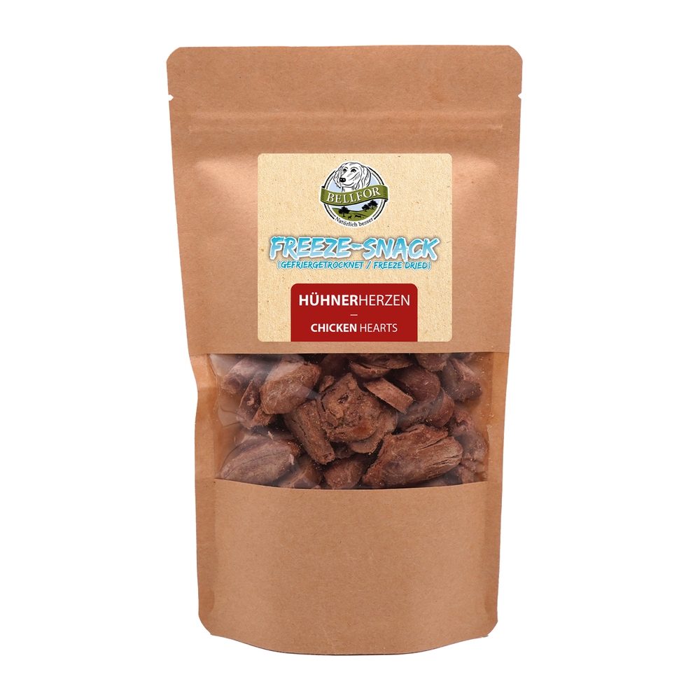 Freeze-Snack für Hunde - Hühnerherzen (gefriergetrocknet) - 50 g