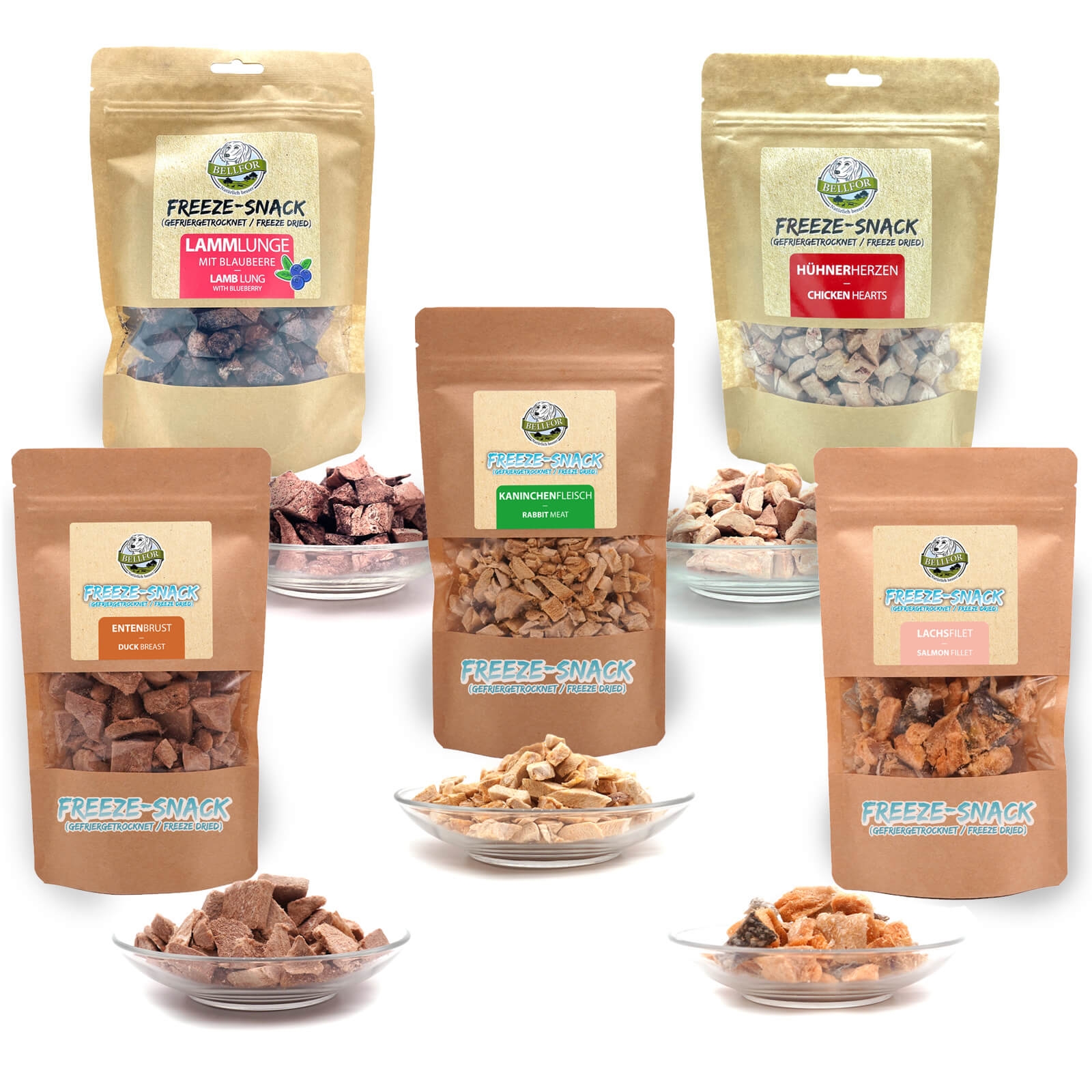 Gefriergetrocknete Freeze-Snacks für Hunde als Sparset