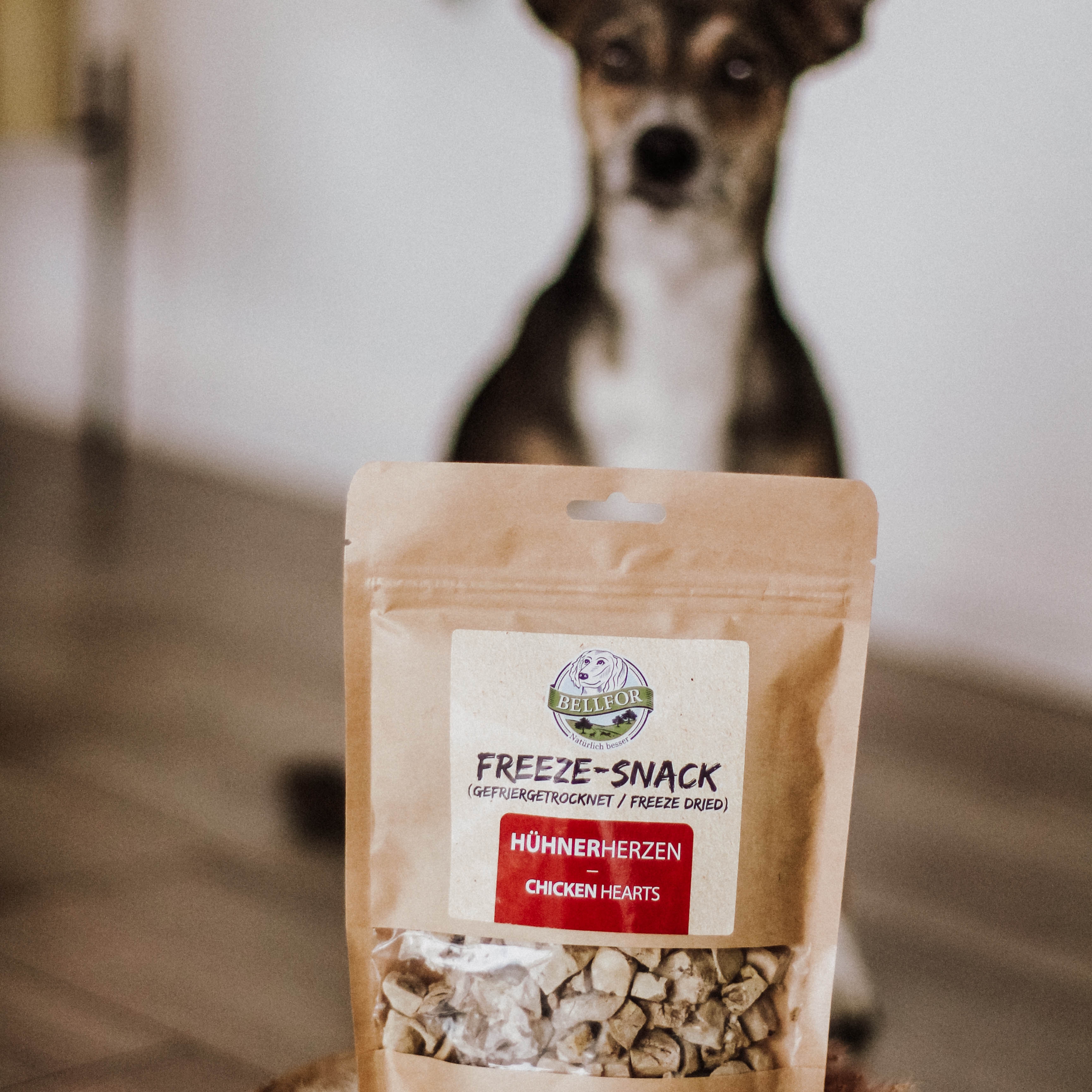 Freeze-Snack für Hunde - Hühnerherzen (gefriergetrocknet) - 50 g