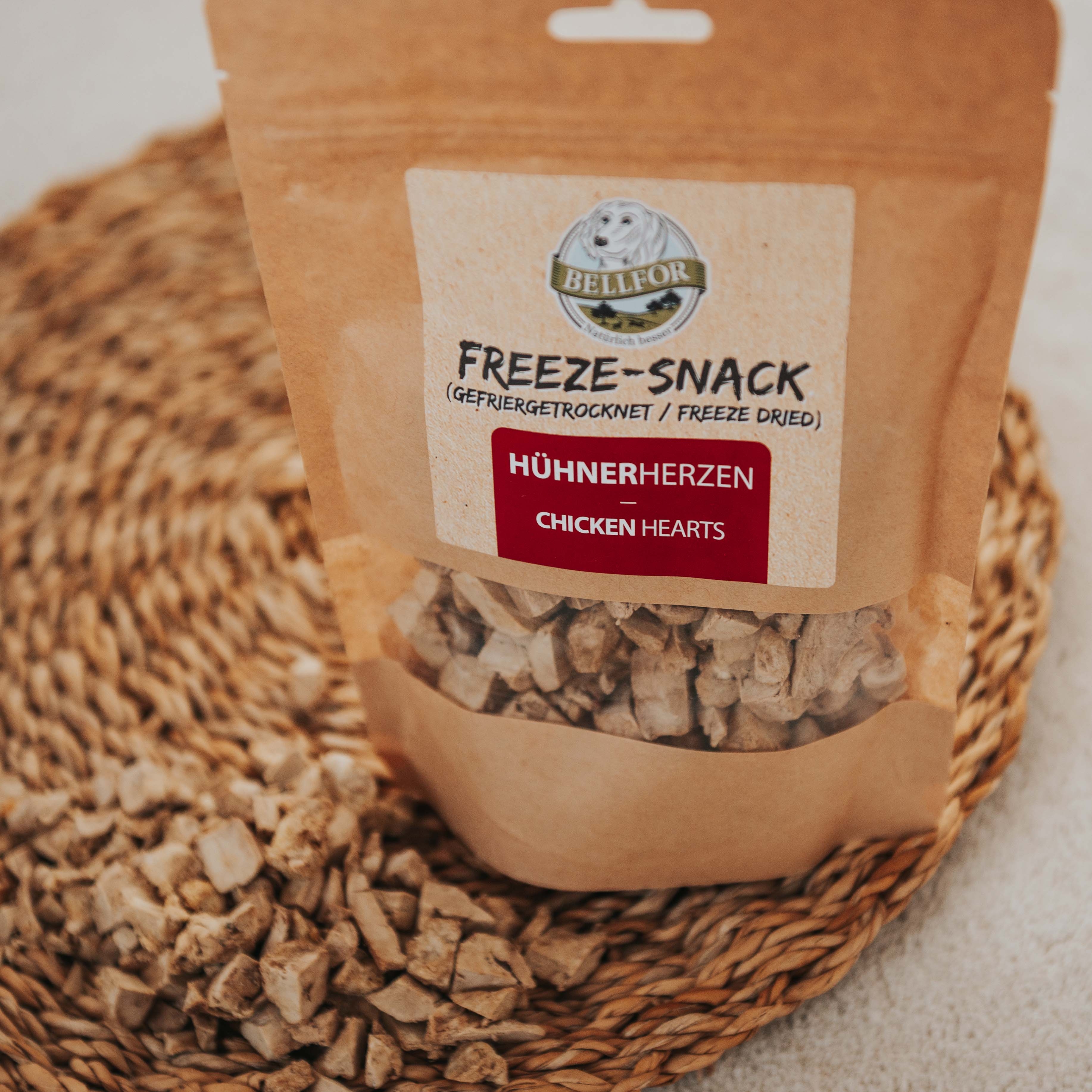 Freeze-Snack für Hunde - Hühnerherzen (gefriergetrocknet) - 50 g