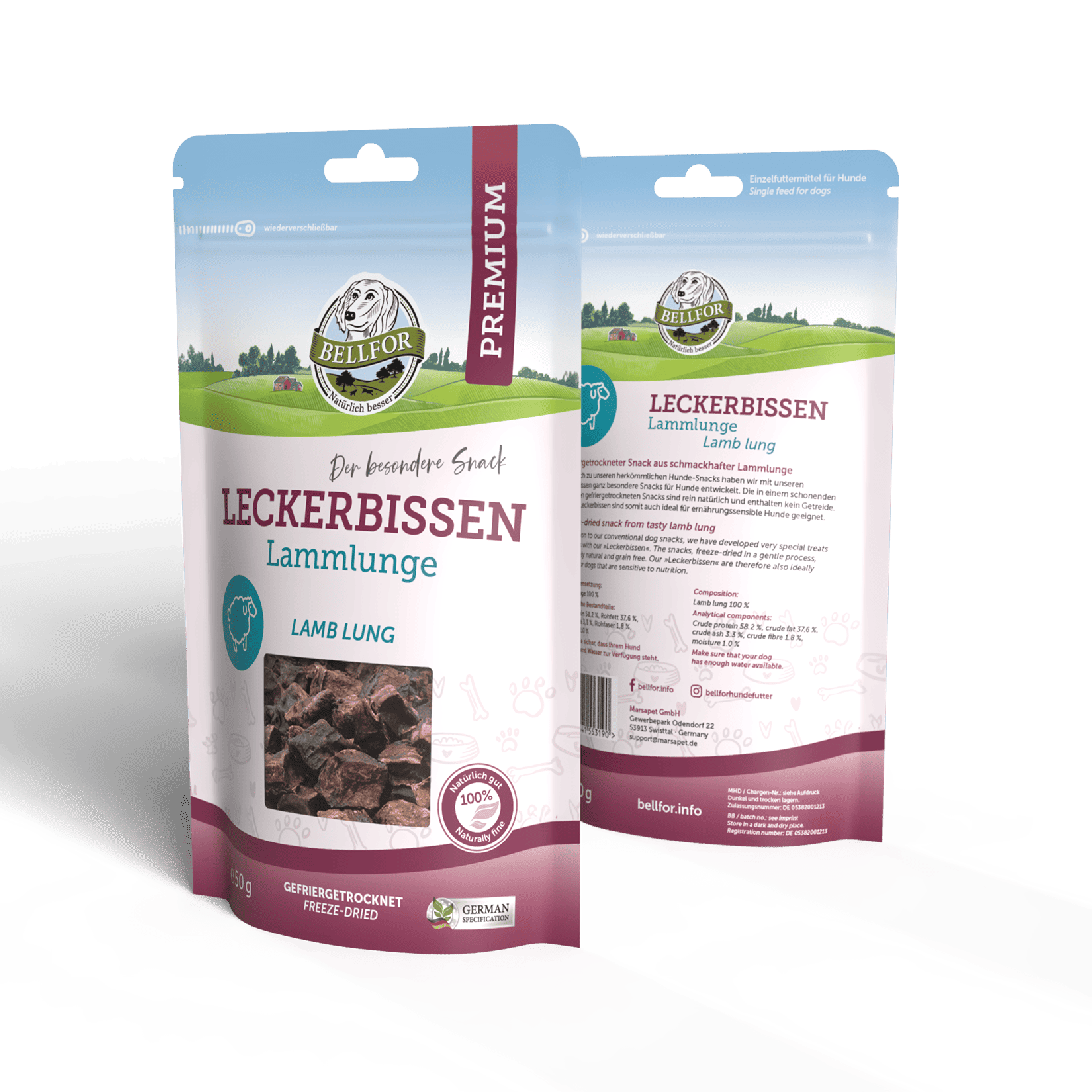 Leckerbissen für Hunde - Lammlunge (gefriergetrocknet) - 50 g