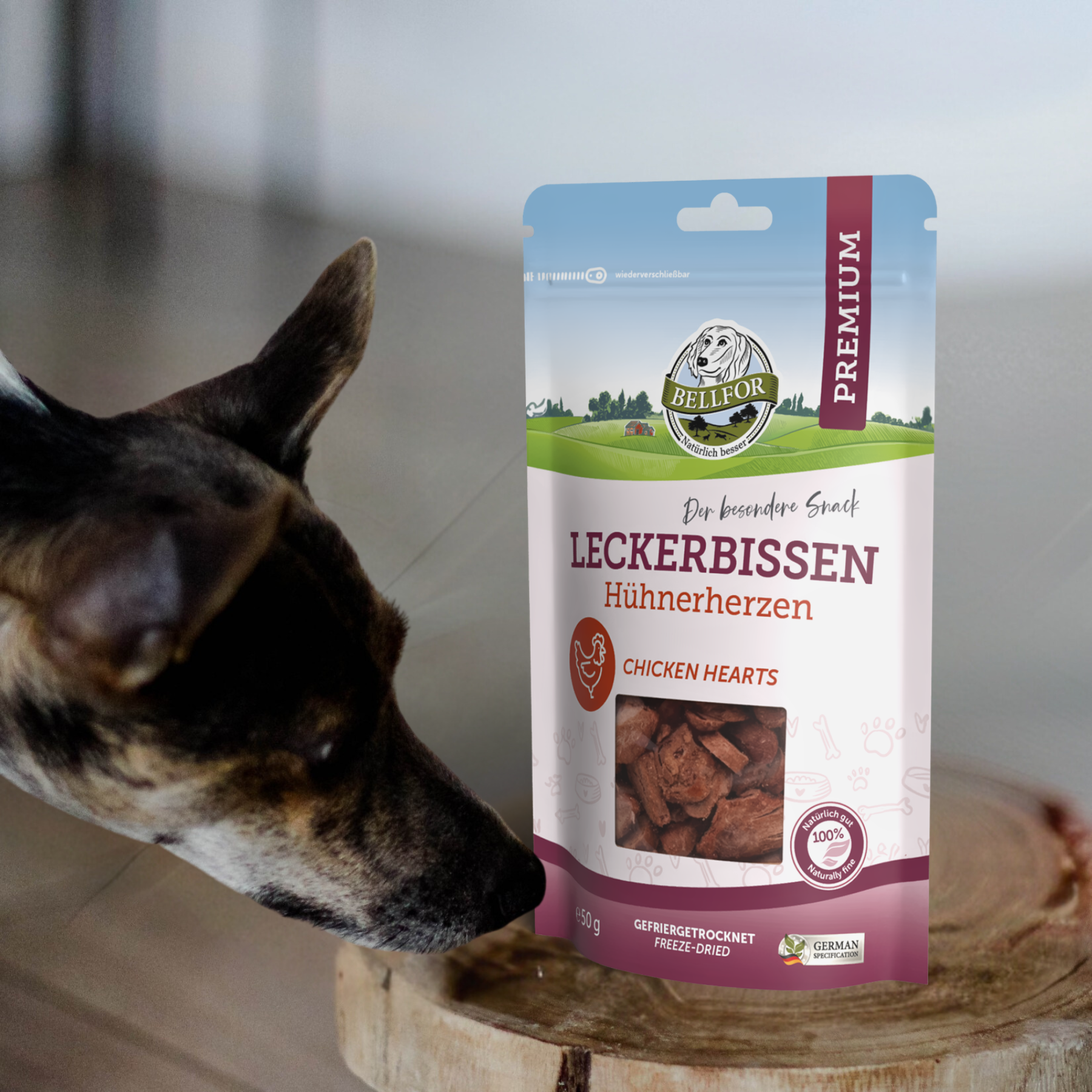 Leckerbissen für Hunde - Hühnerherzen (gefriergetrocknet) - 50 g