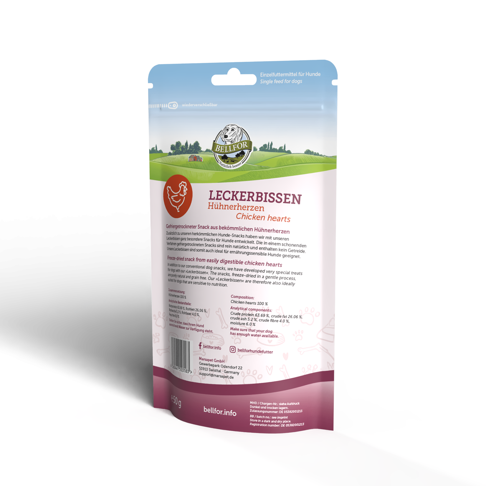 Leckerbissen für Hunde - Hühnerherzen (gefriergetrocknet) - 50 g