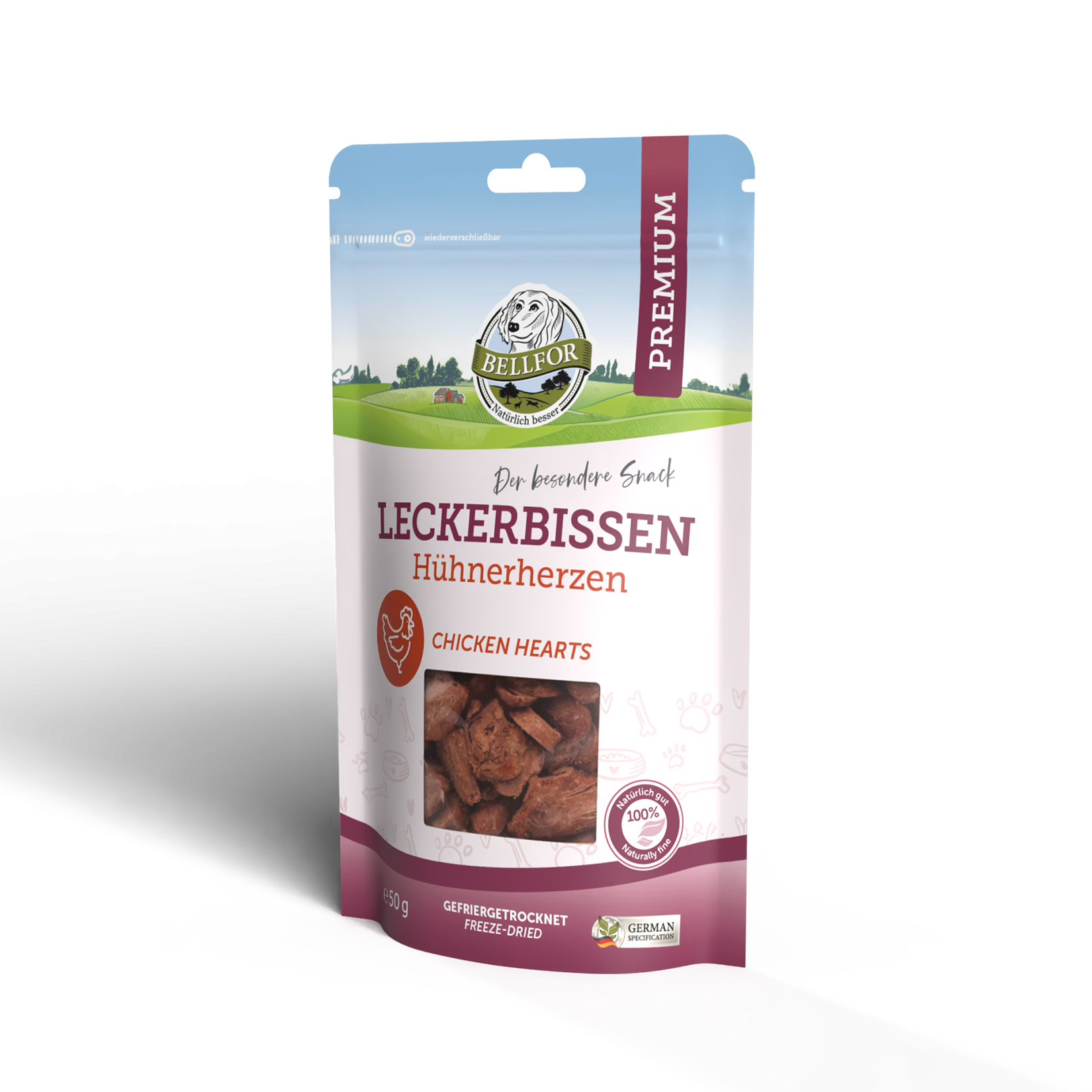 Leckerbissen für Hunde - Hühnerherzen (gefriergetrocknet) - 50 g