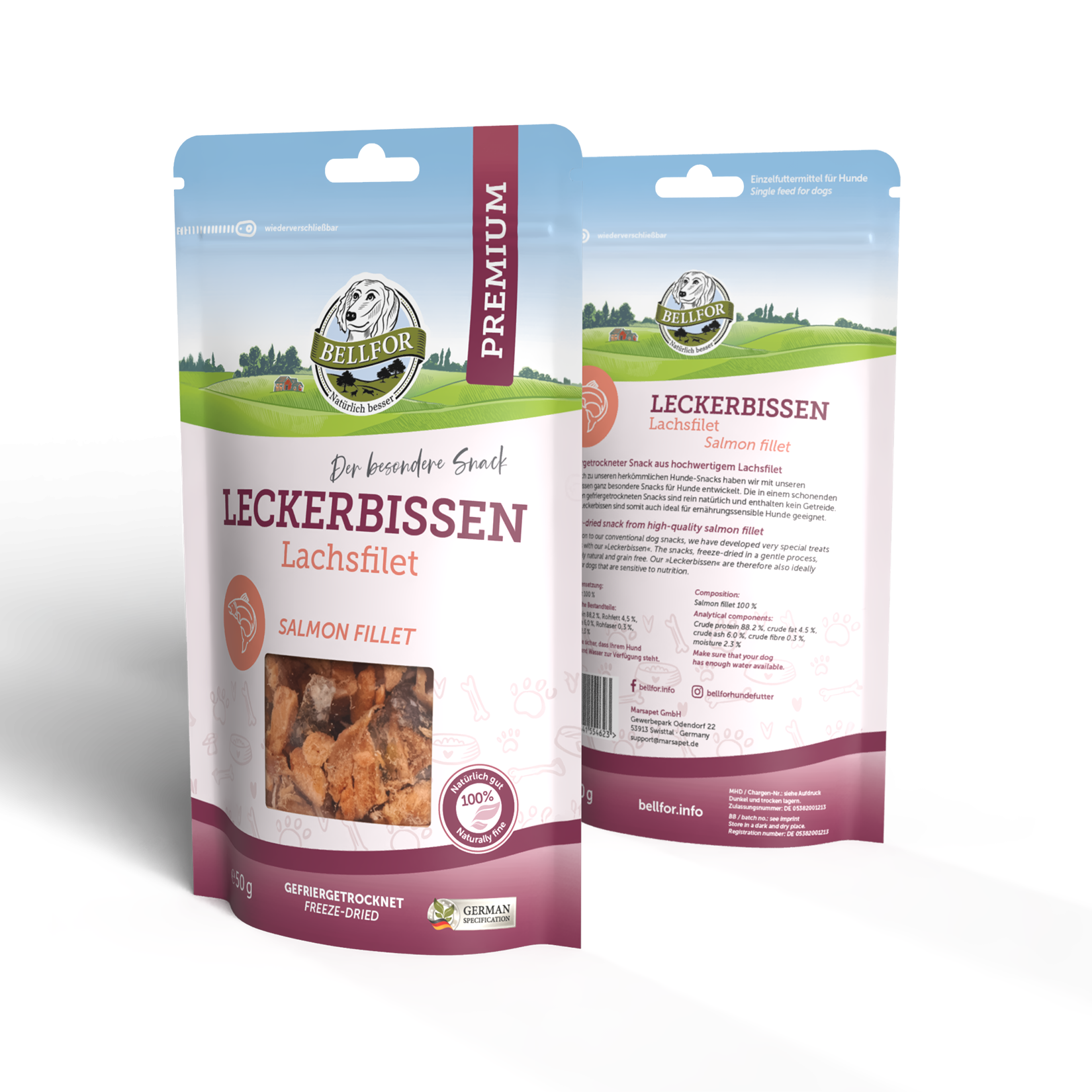 Leckerbissen für Hunde - Lachsfilet (gefriergetrocknet) - 50 g