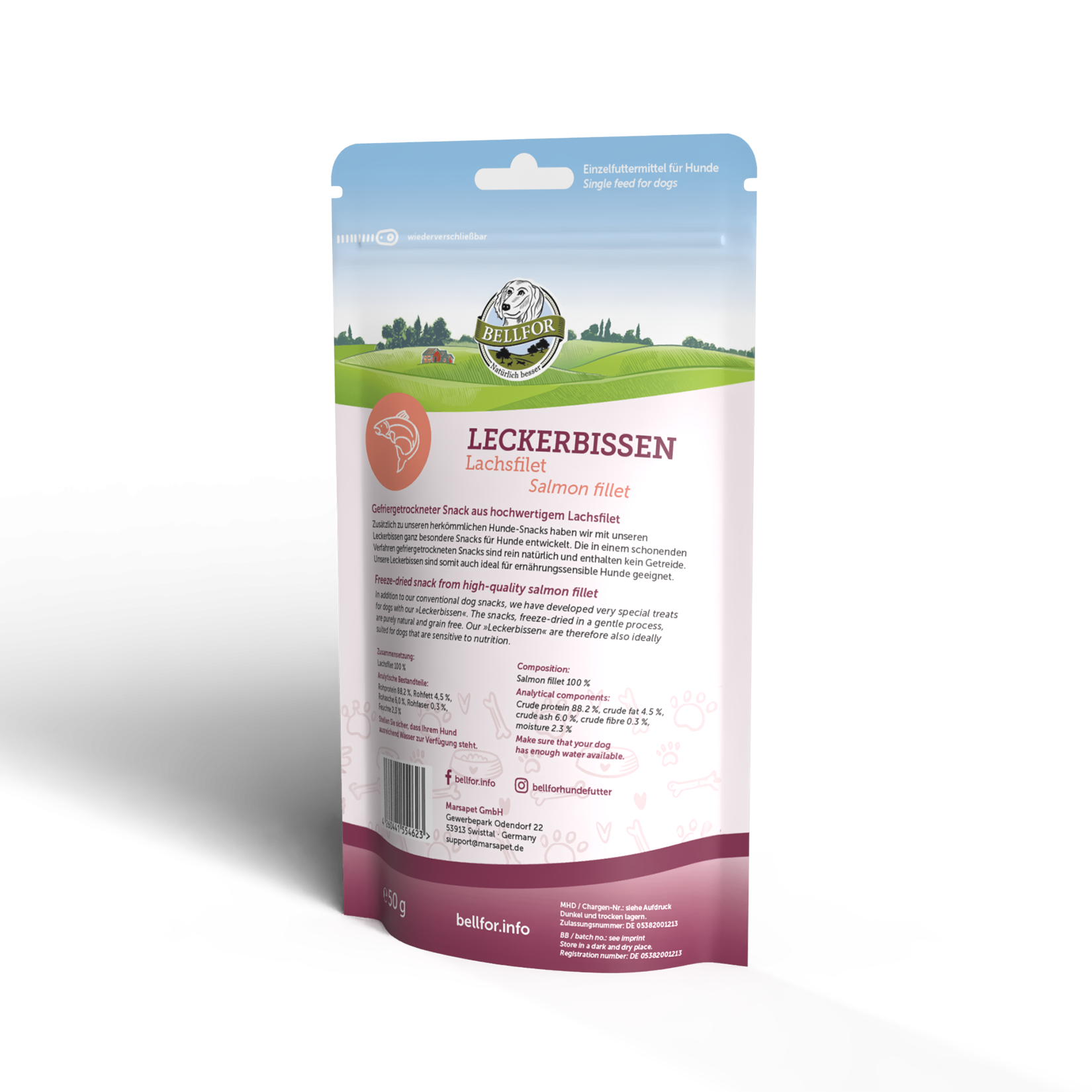 Leckerbissen für Hunde - Lachsfilet (gefriergetrocknet) - 50 g