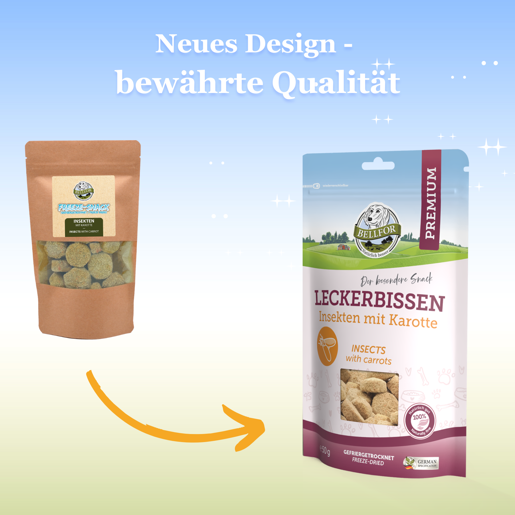 Leckerbissen für Hunde - Insekten mit Karotte - 50 g