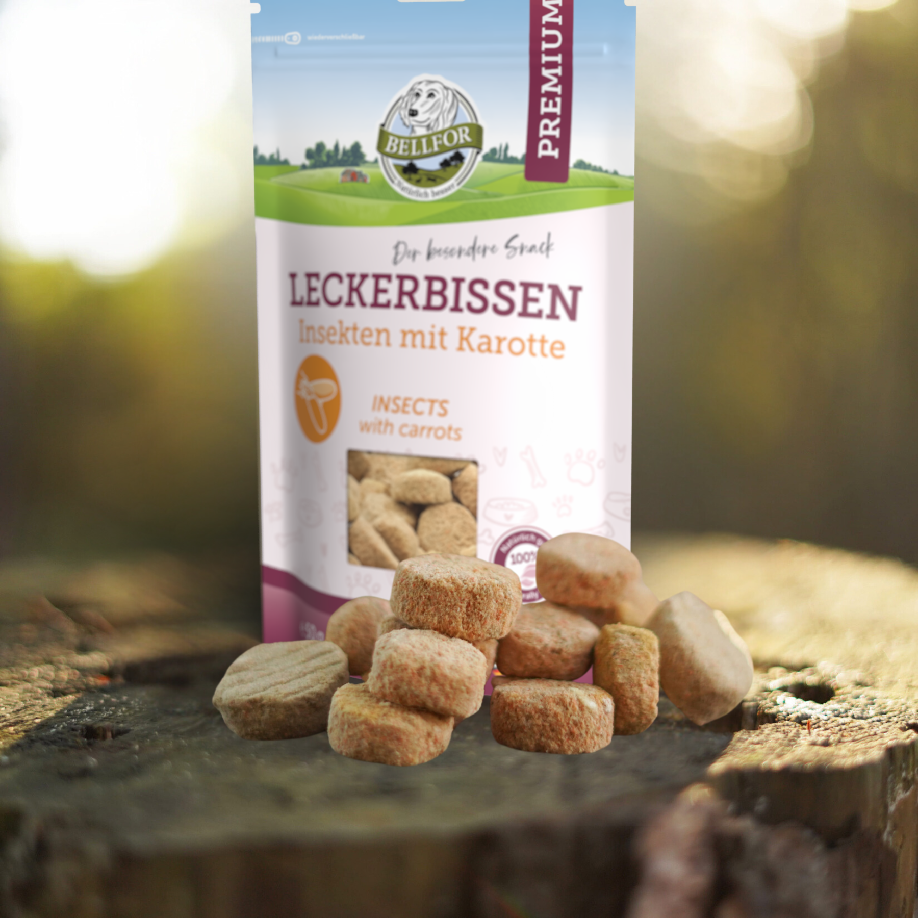 Leckerbissen für Hunde - Insekten mit Karotte - 50 g