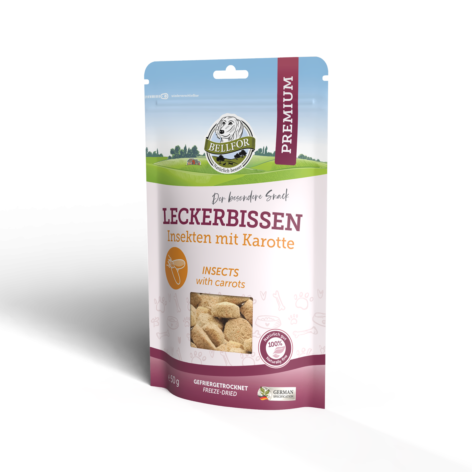 Leckerbissen für Hunde - Insekten mit Karotte - 50 g 