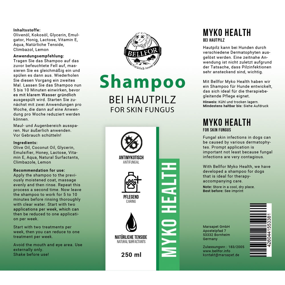 Hundeshampoo Myko-Health - für Hunde mit Hautpilz - 250ml