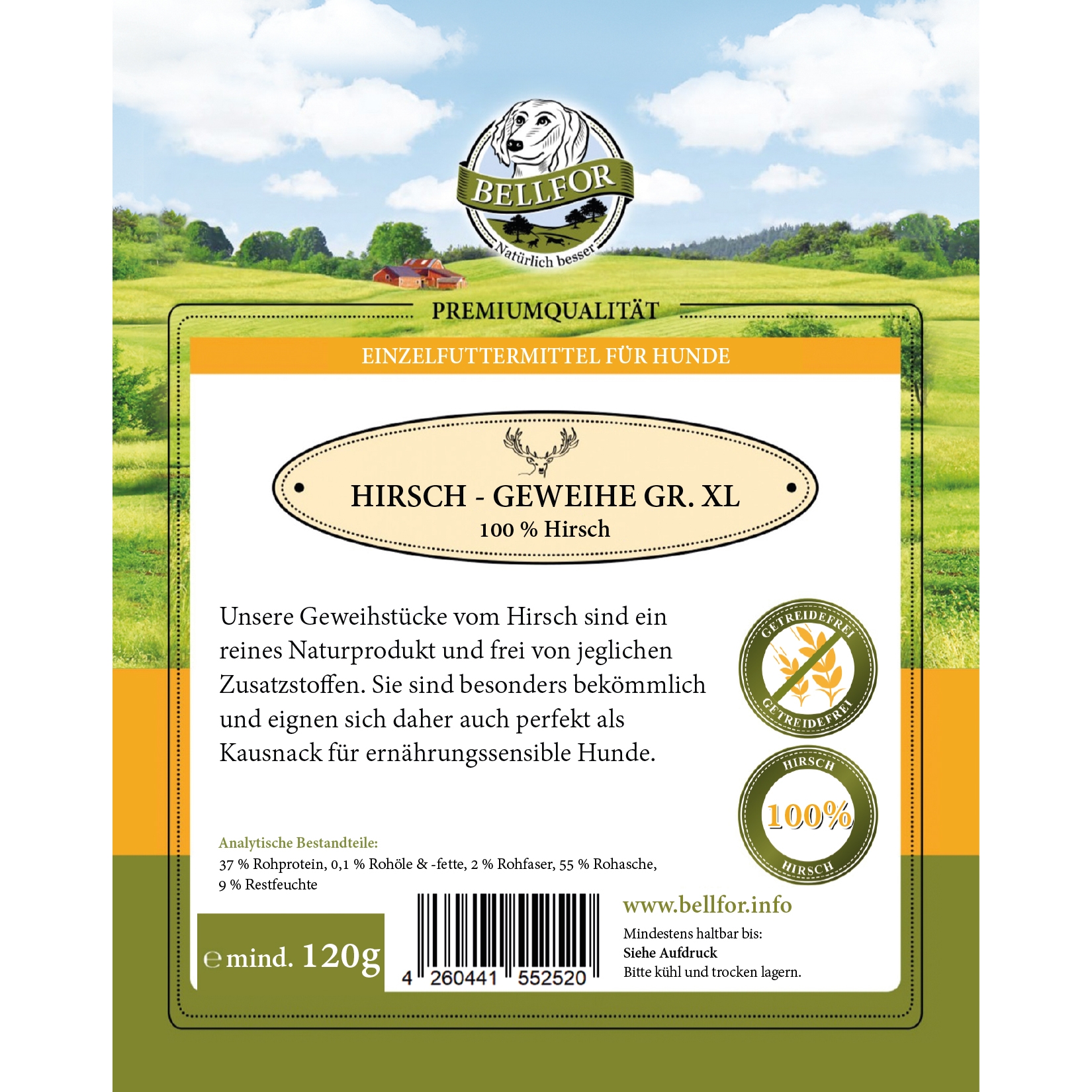 Hirschgeweih für Hunde - Hirsch-Geweihe XL - 120 g