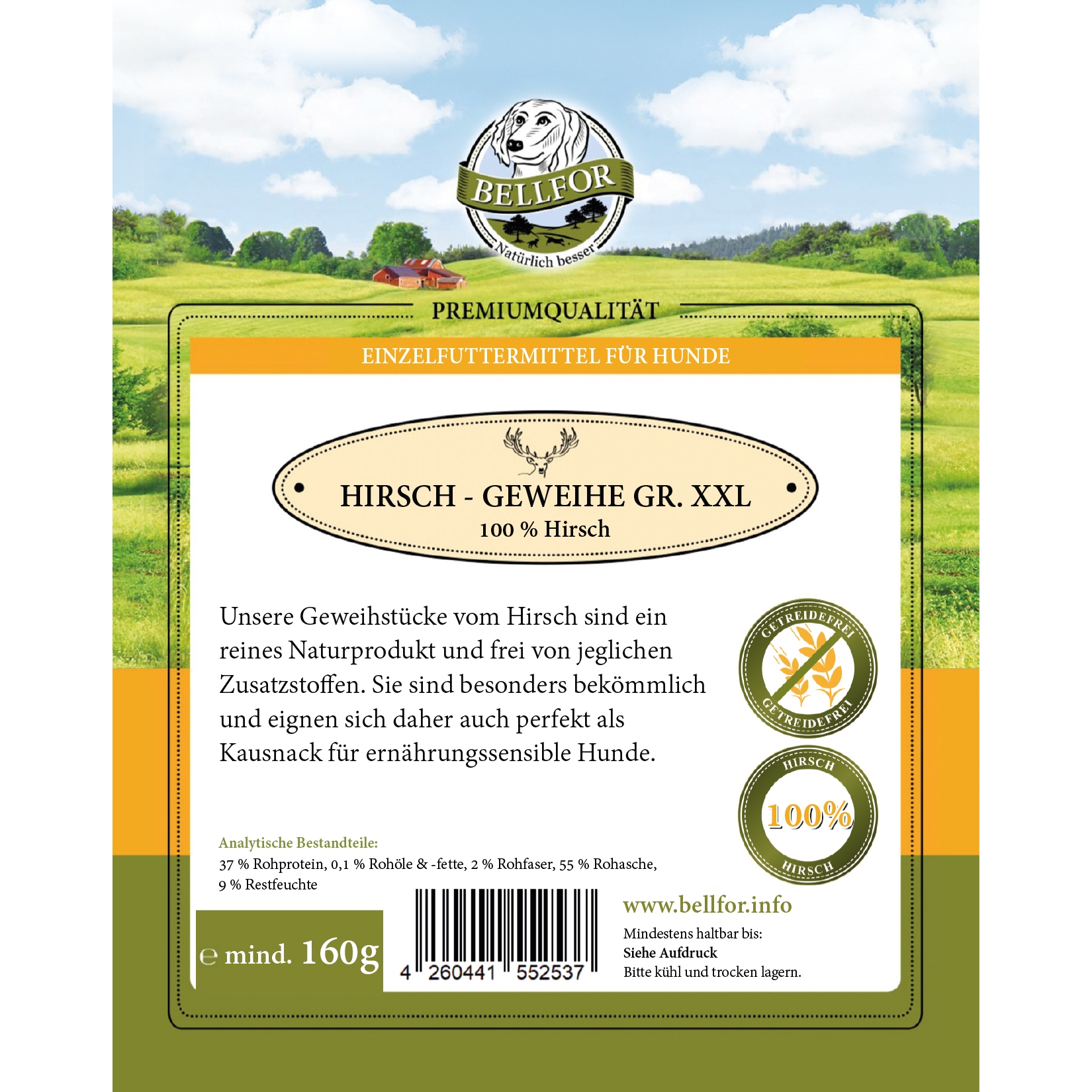 Hirschgeweih für Hunde - Hirsch-Geweihe XXL - 160 g