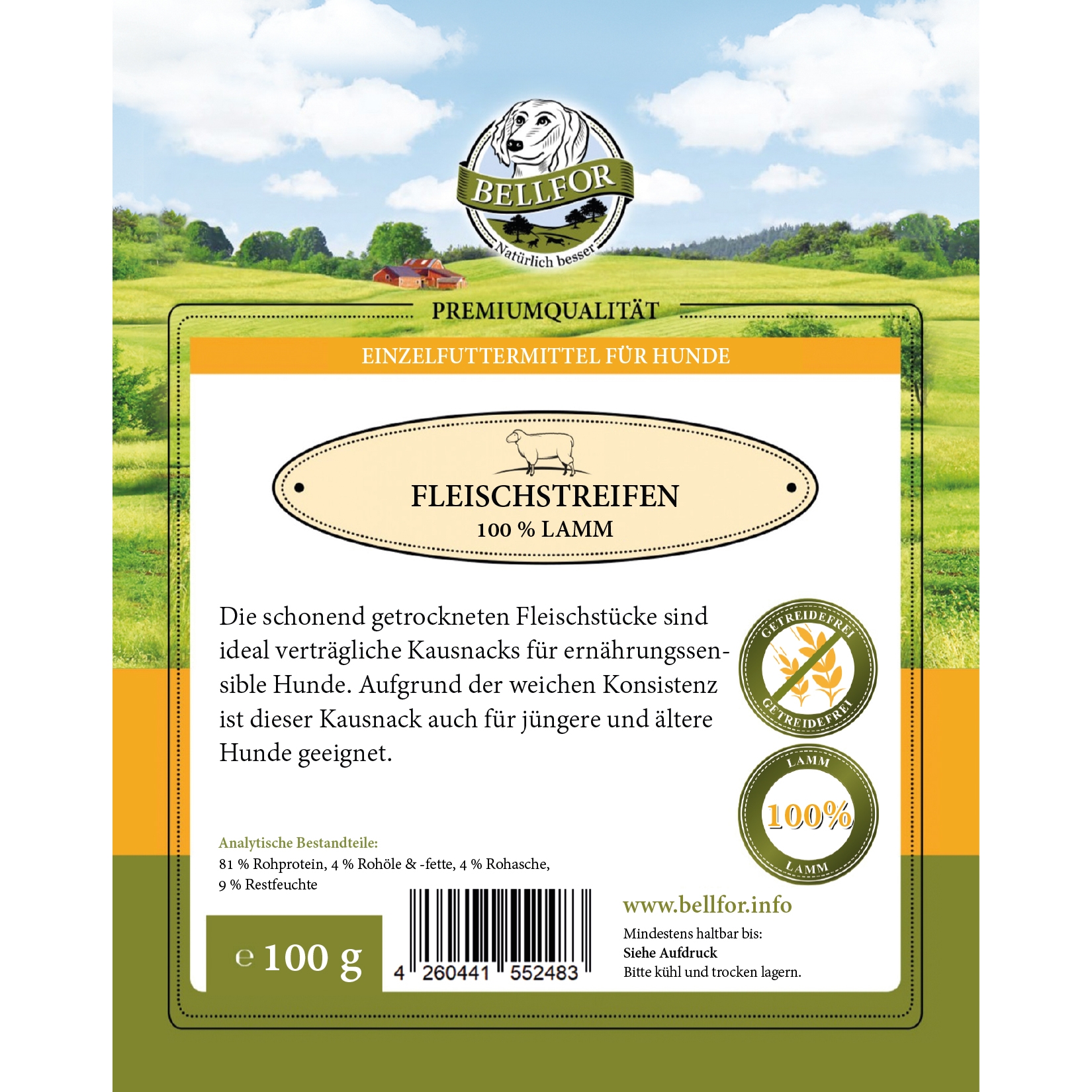 Hundesnack - Fleischstreifen Lamm - 100 g