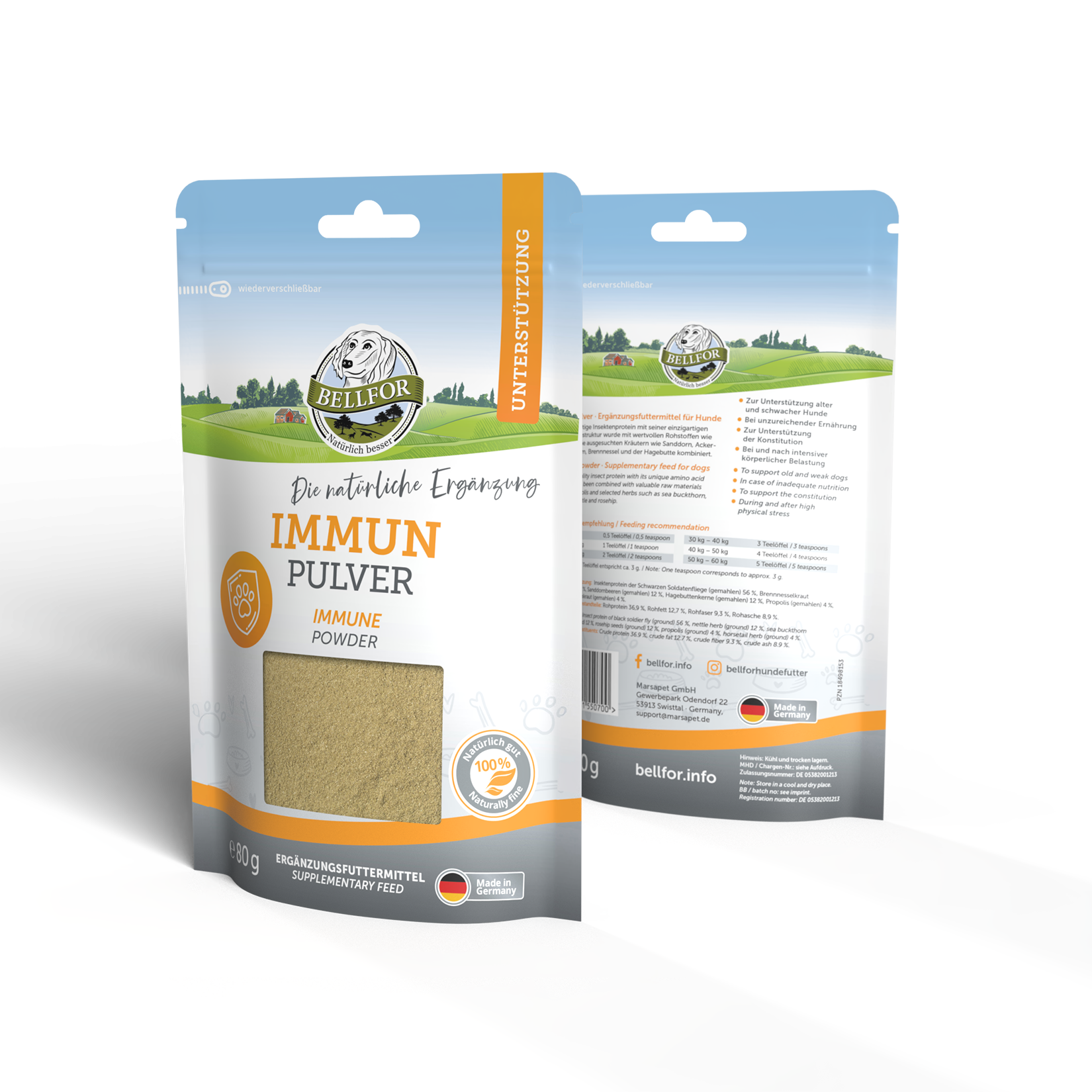 Irischer Wolfshund Futter Set - Naturgut-Schmaus 4 kg + Immun Pulver 80 g + Hirsch Lungenwürfel 200 g + 1 Jutebeutel