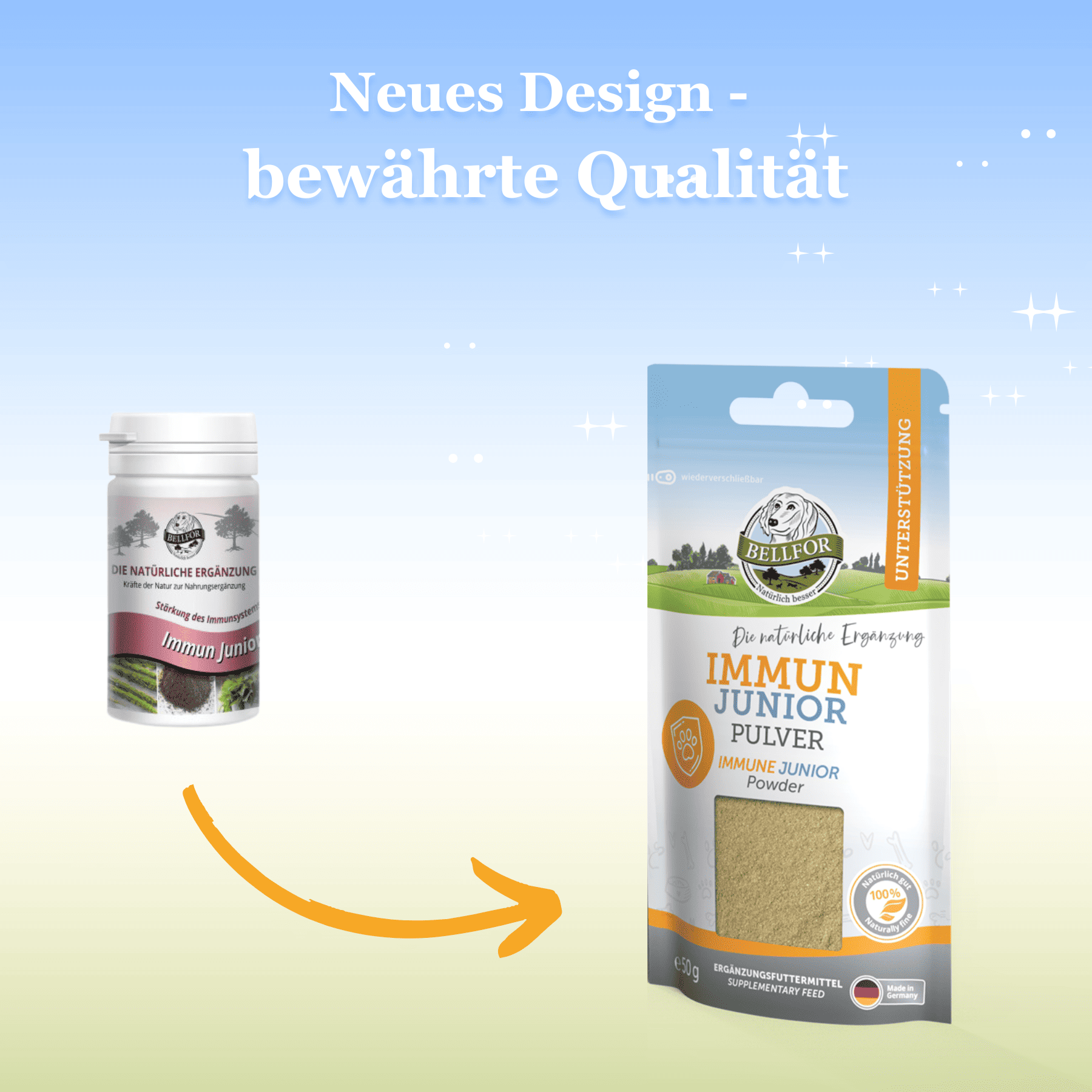Welpenfutter im Sparset - Landgut-Menü Junior 6 x 400 g + Immun Junior 50 g + 1 Jutebeutel