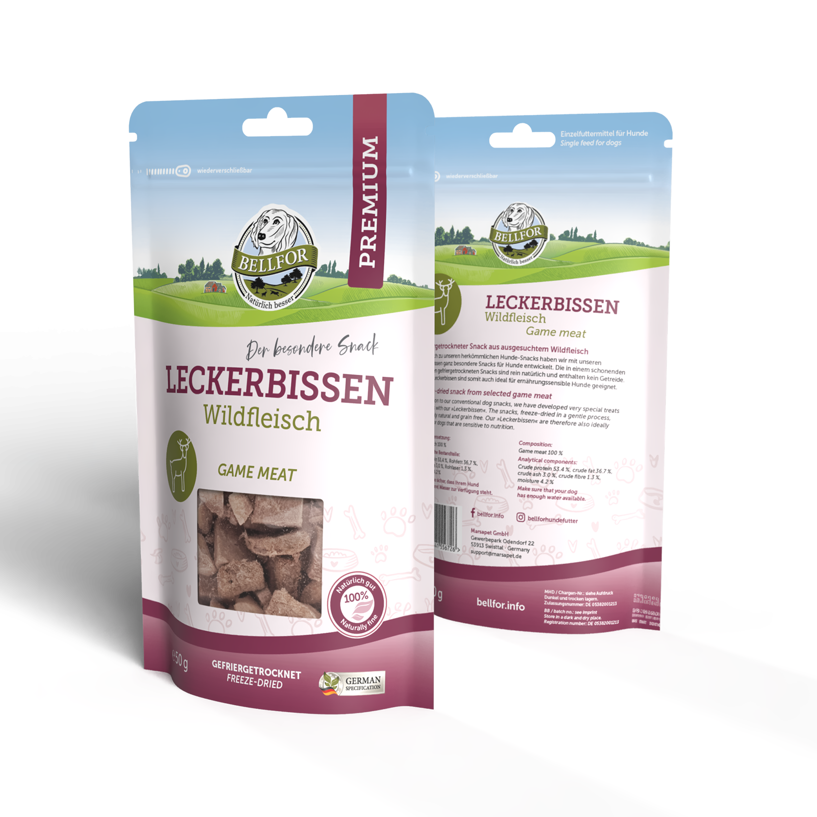 Freeze-Snack für Hunde - Wildfleisch (gefriergetrocknet) - 50 g