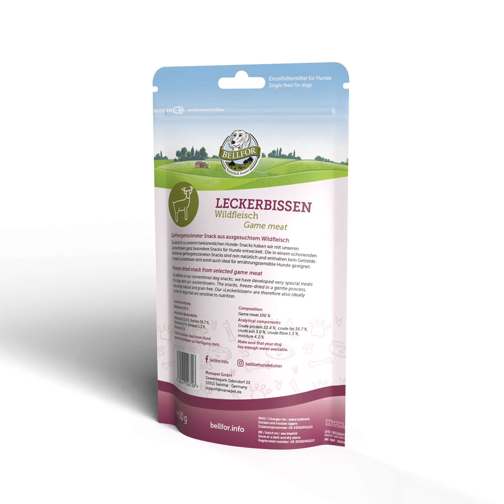 Freeze-Snack für Hunde - Wildfleisch (gefriergetrocknet) - 50 g