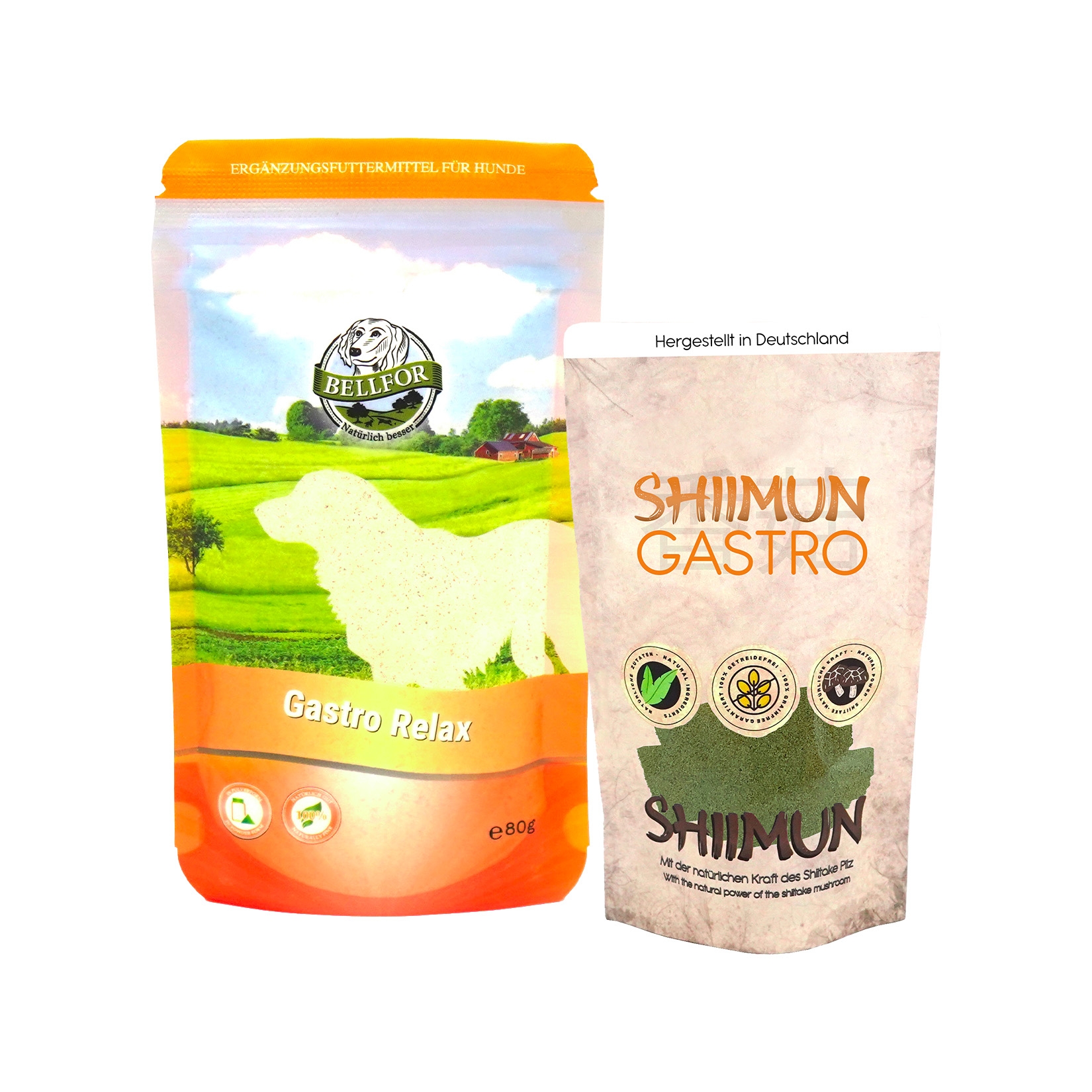Sparset für Hunde mit Verdauungsproblemen - Gastro Relax Pulver 80 g + Shiimun Gastro Pulver 50 g
