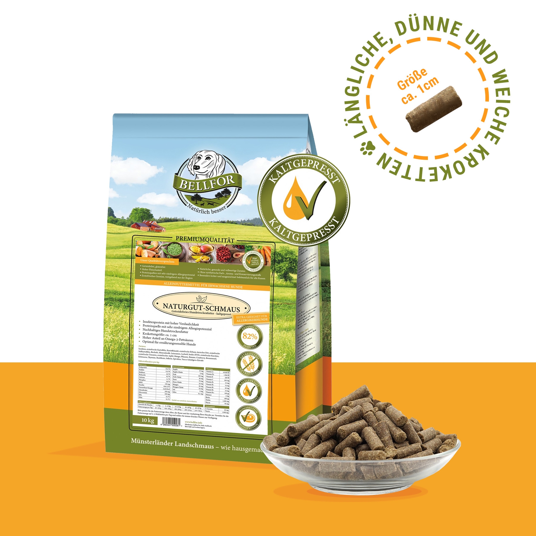 Trockenfutter mit Insekten - Naturgut-Schmaus - 10 kg