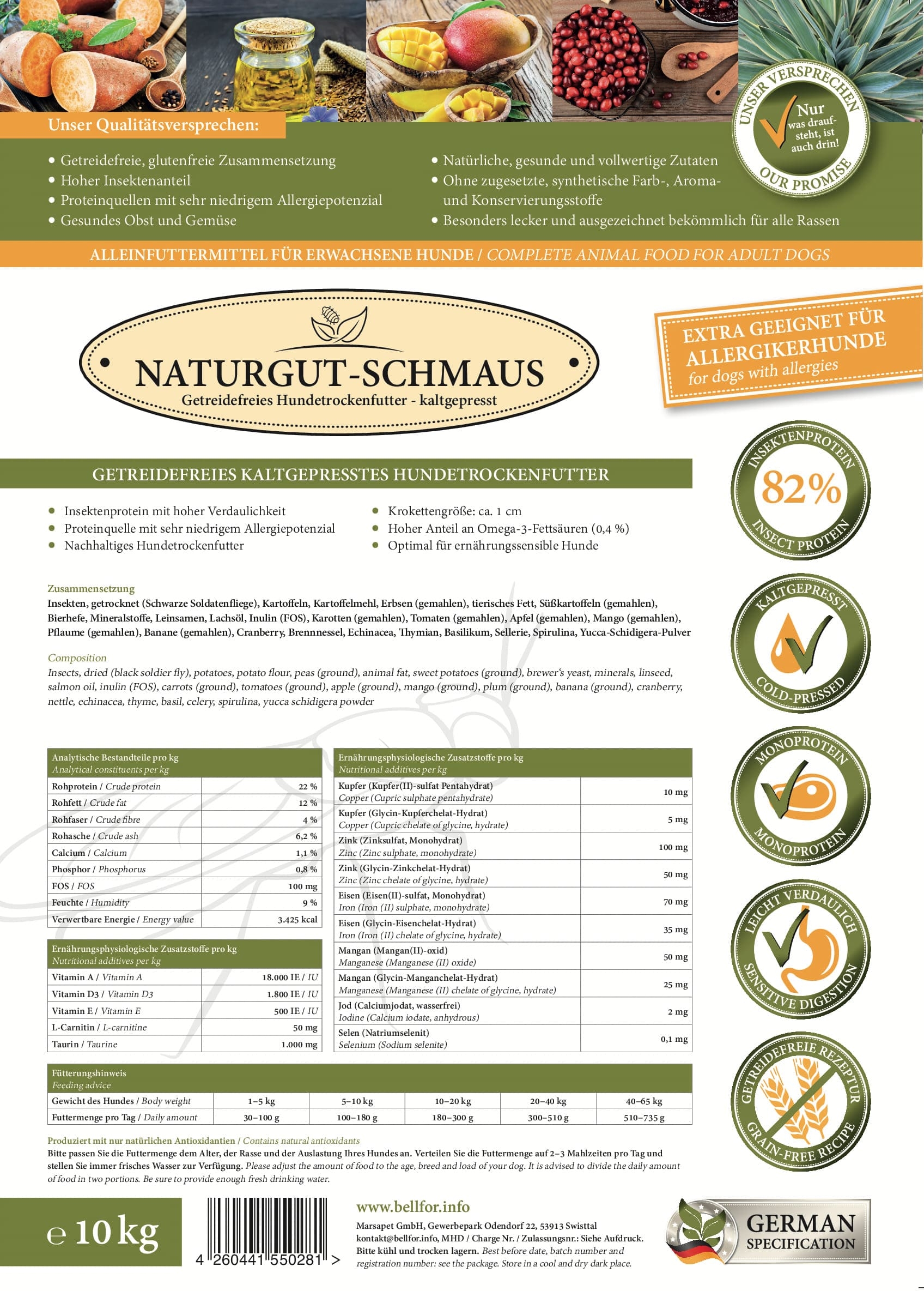 Trockenfutter mit Insekten - Naturgut-Schmaus - 10 kg