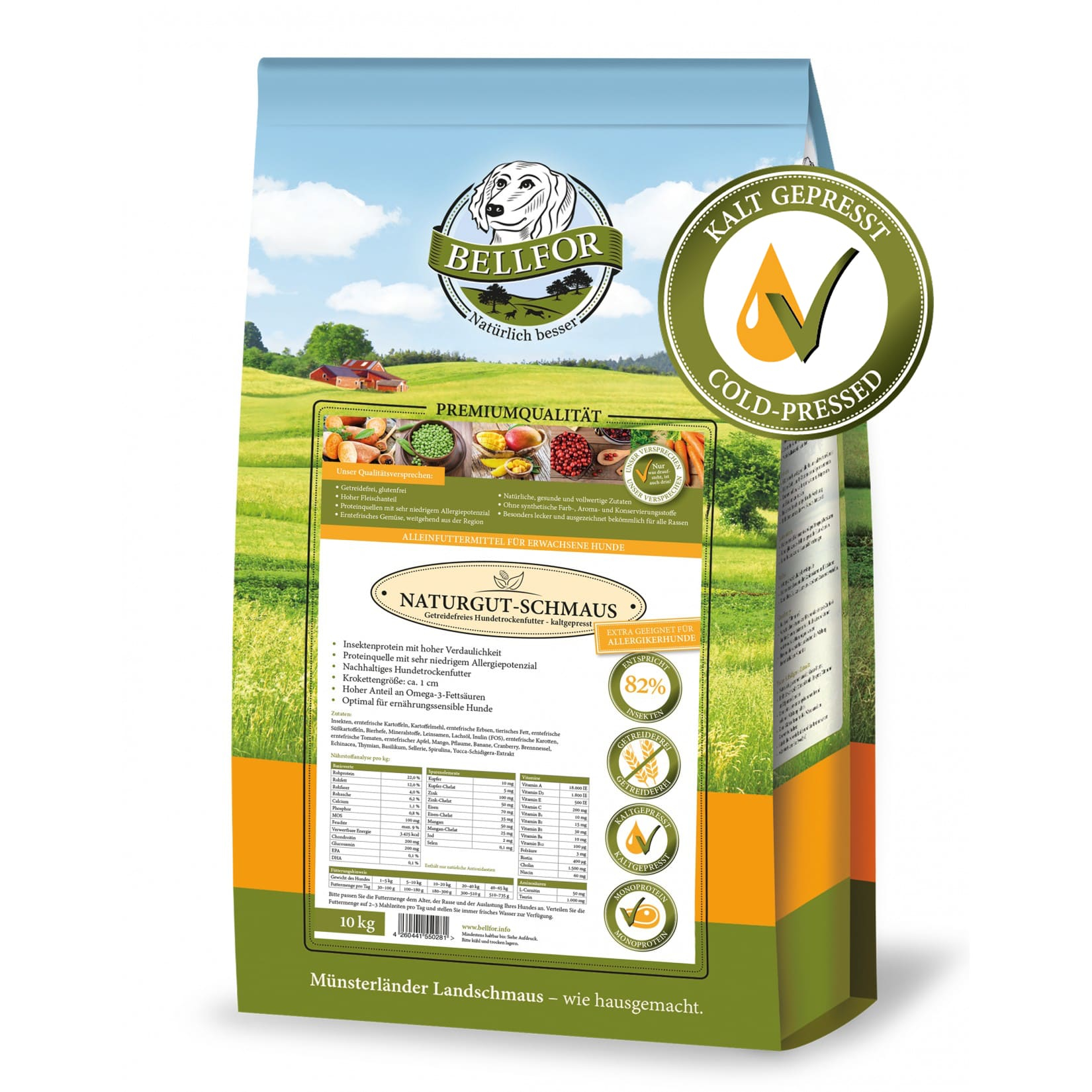 Trockenfutter mit Insekten - Naturgut-Schmaus - 10 kg