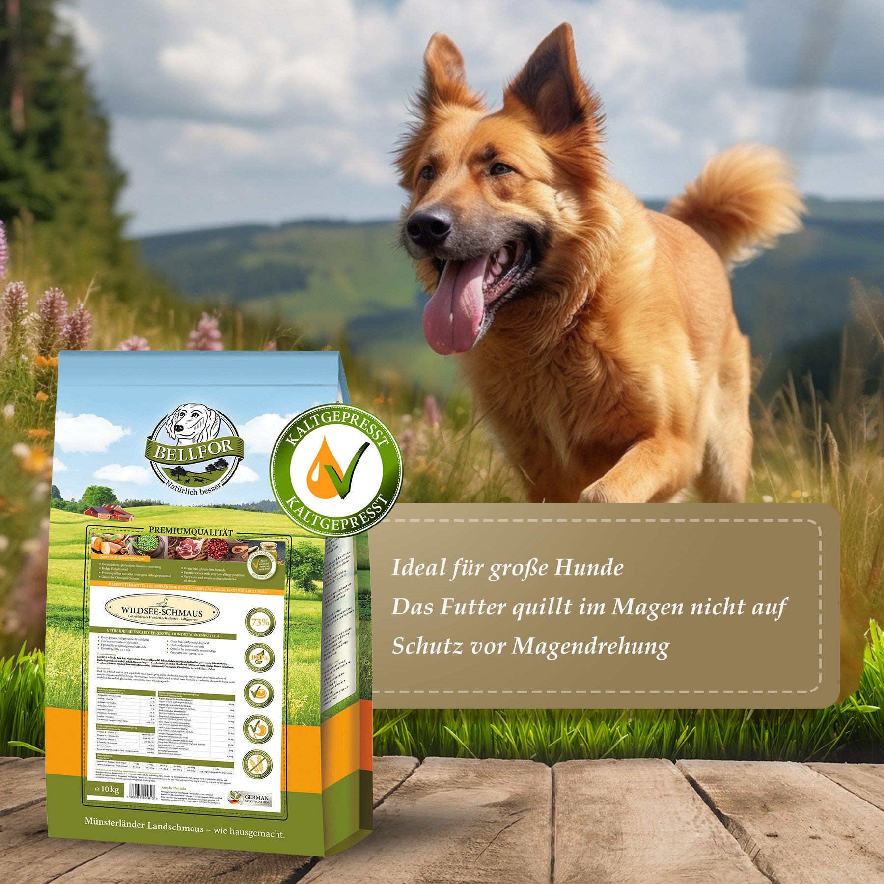 Getreidefreies Hundetrockenfutter mit Ente - Wildsee-Schmaus - 4 kg