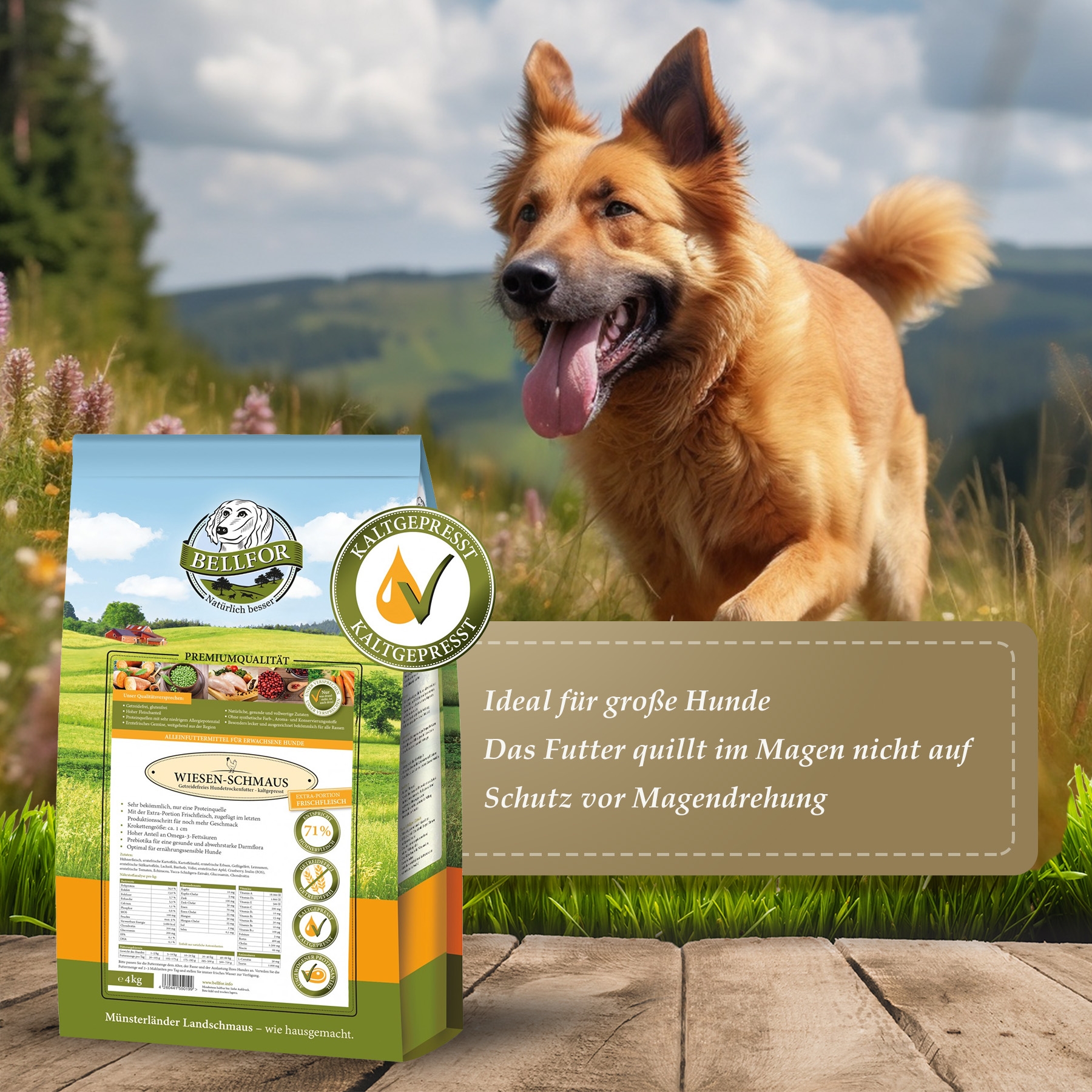 Kaltgepresst Trockenfutter mit Huhn - Wiesen-Schmaus - 10 kg