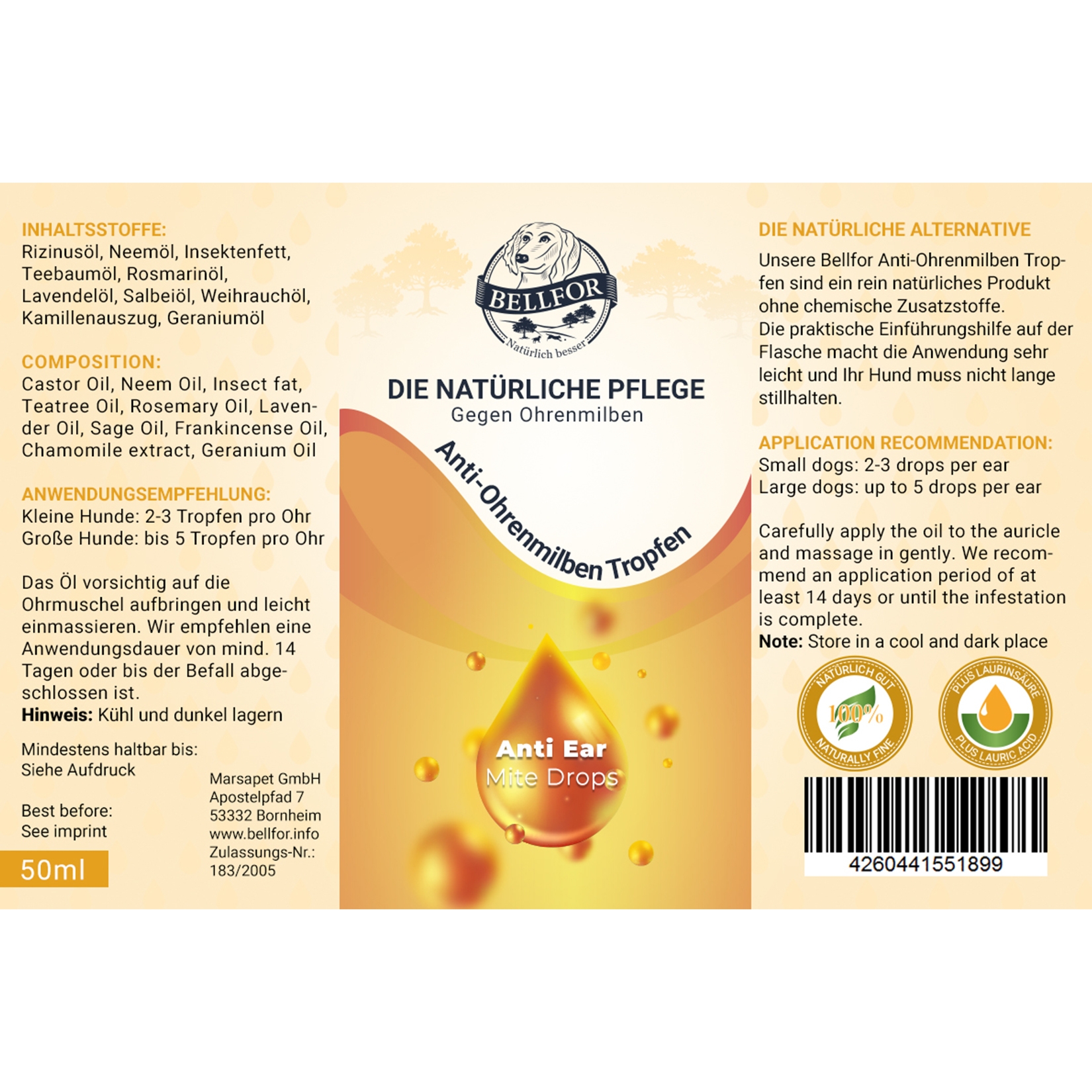 Ohrmilben Tropfen für Hunde - 50 ml